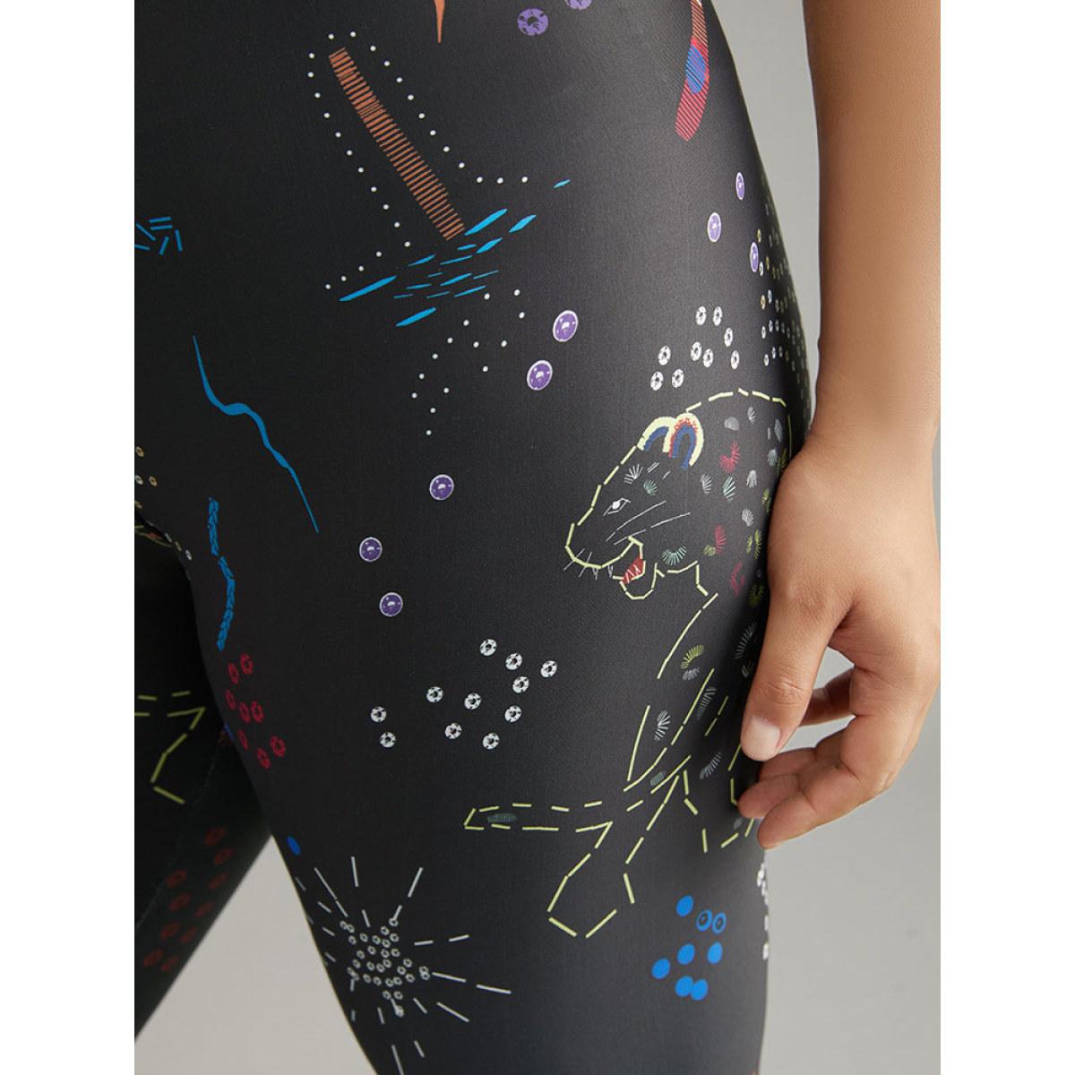 Plus Size Graphic Art & Design Skinny Leggings Women Black Casual High stretch Skinny High Rise Dailywear Leggings BloomChic 12/L Product Image