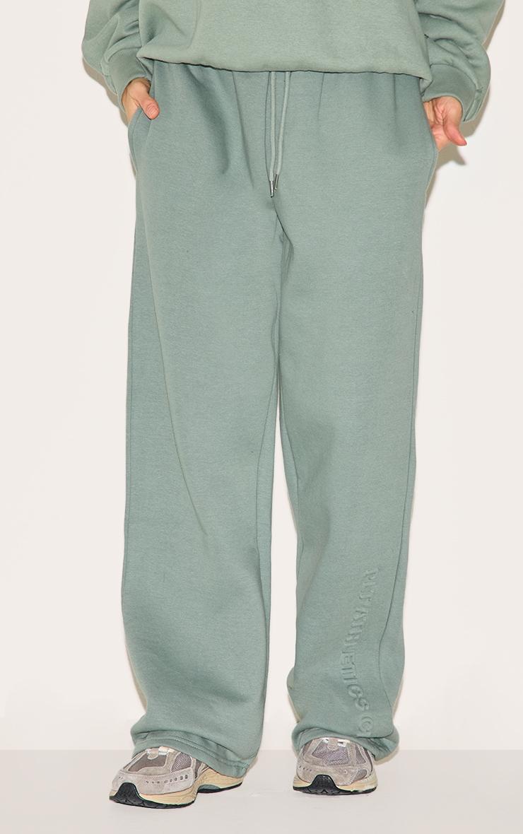 PRETTYLITTLETHING Sage Athletics Club Embossed Straight Leg Sweatpants Product Image