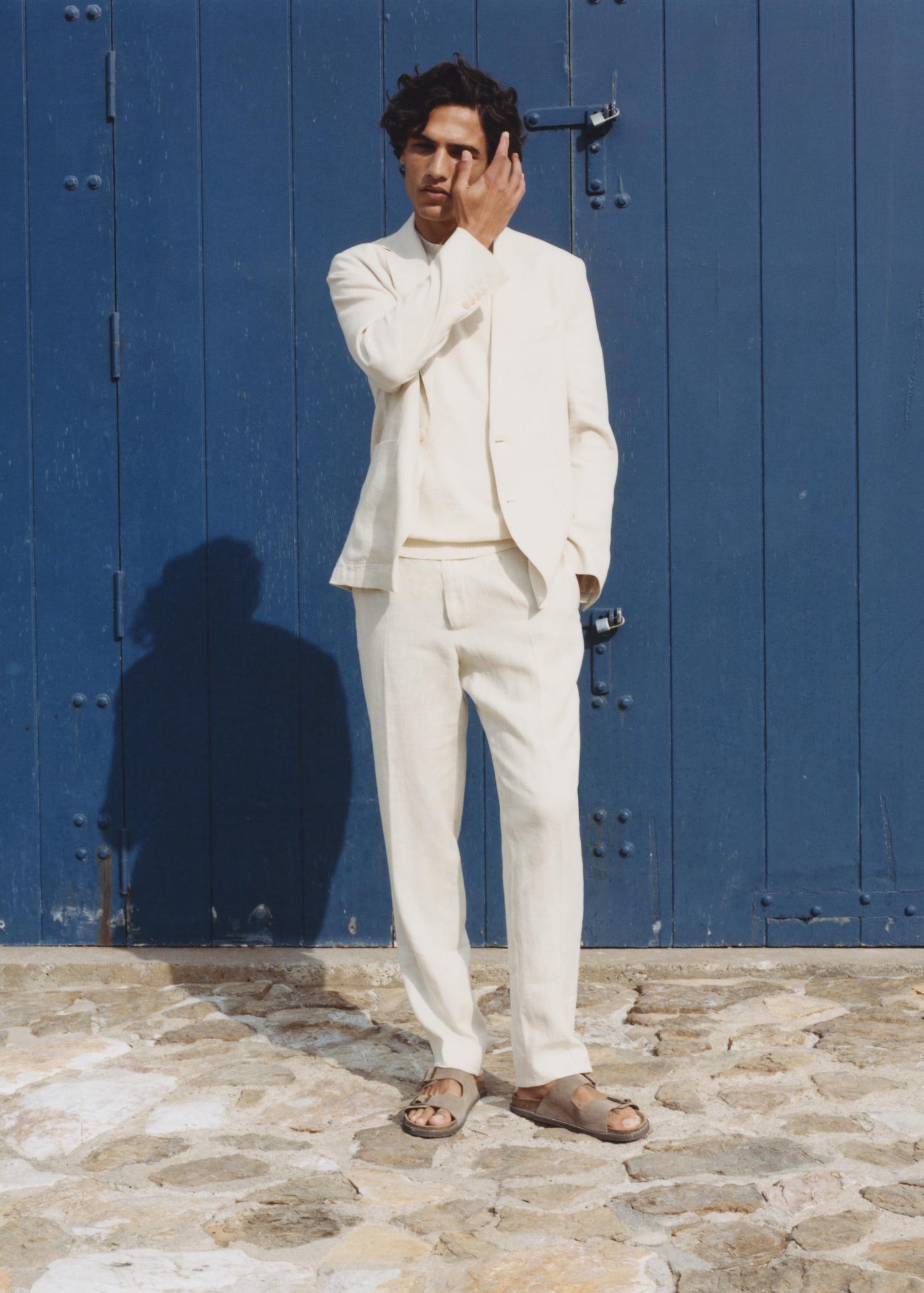 Linen-lyocell blend suit pants - Men | MANGO USA Product Image