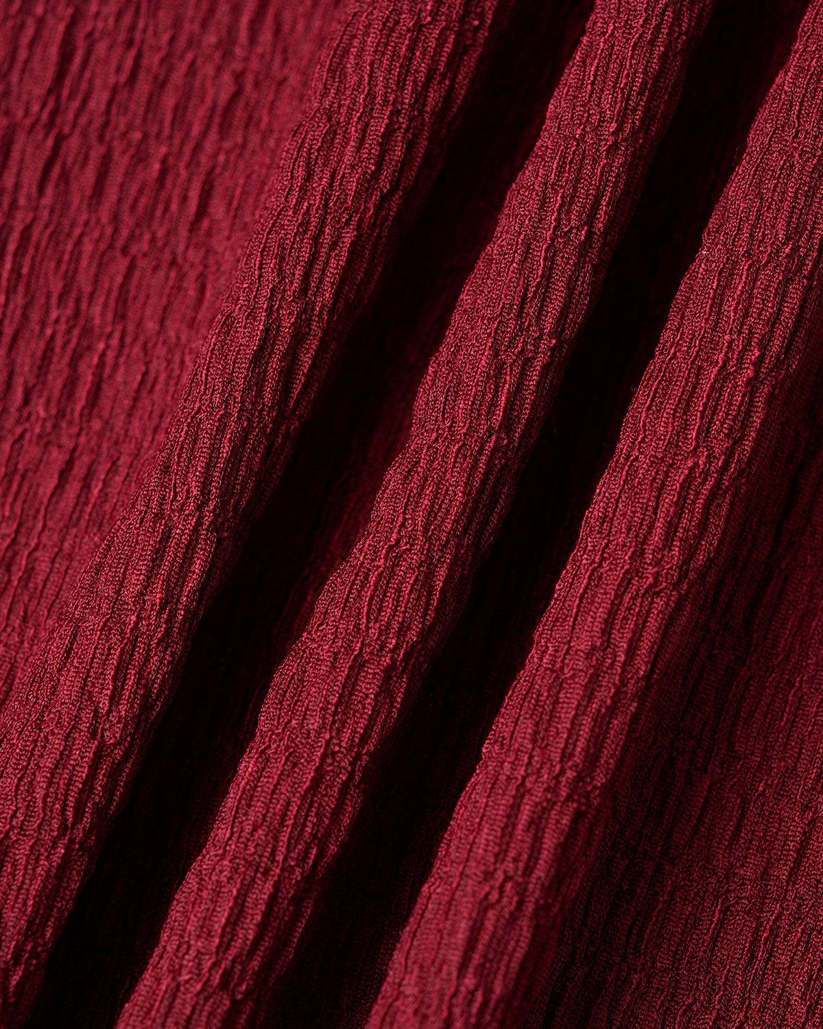 Wine Red Knit Elastic Waist Mermaid Midi Skirt Product Image