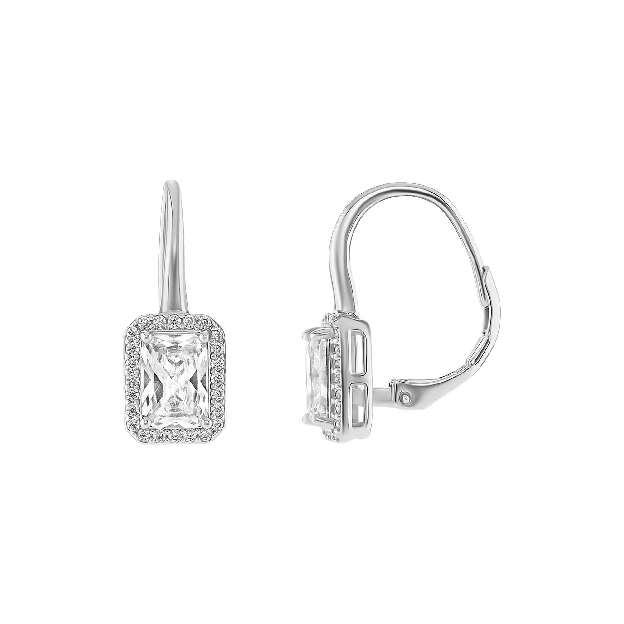 PRIMROSE Sterling Silver Pave Cubic Zirconia Drop Earrings, Women's Product Image