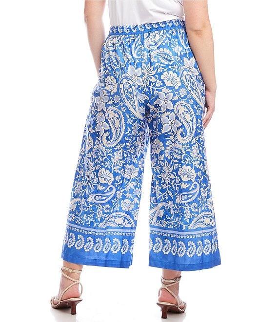 Karen Kane Plus Size Floral Paisley Border Print Pull-On Ankle Pants Product Image