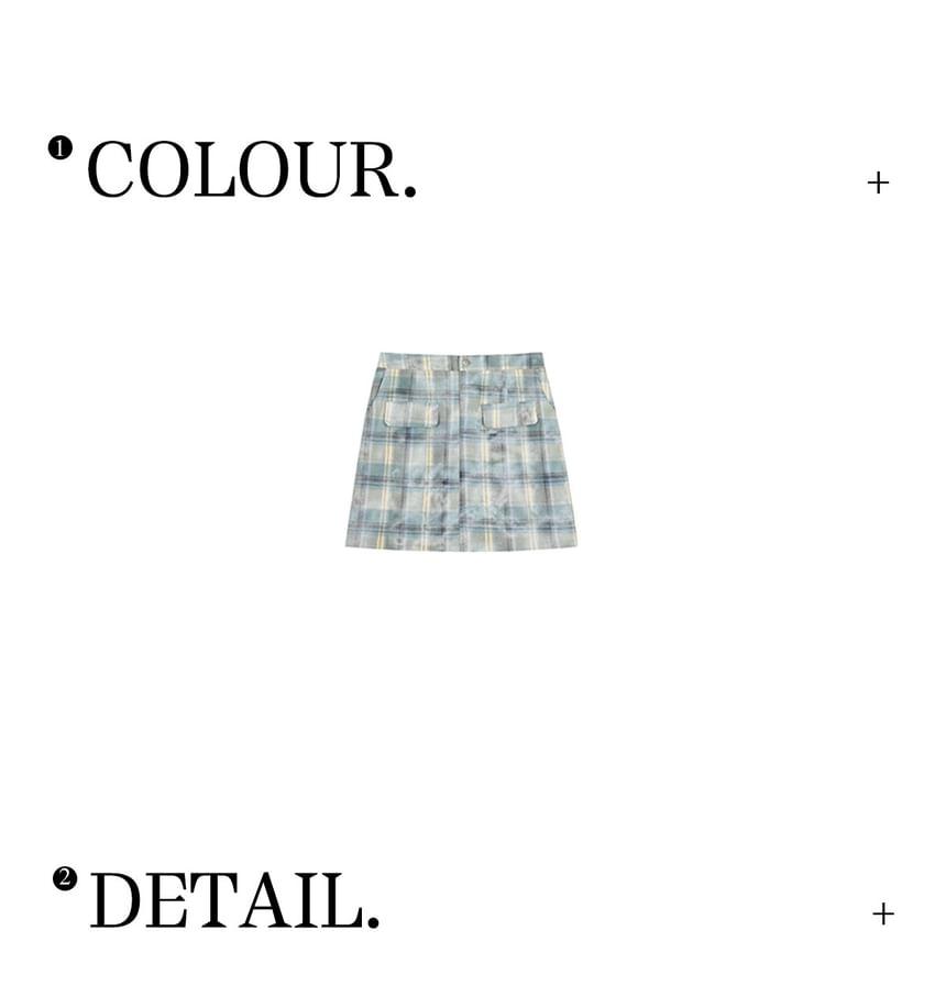 Plus Size High Rise Plaid Mini A-Line Skirt Product Image
