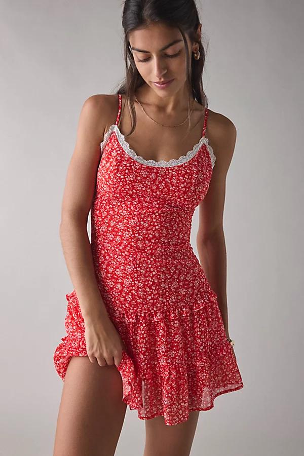 Kimchi Blue Cleo Lace Trim Chiffon Slip Mini Dress Womens at Urban Outfitters Product Image