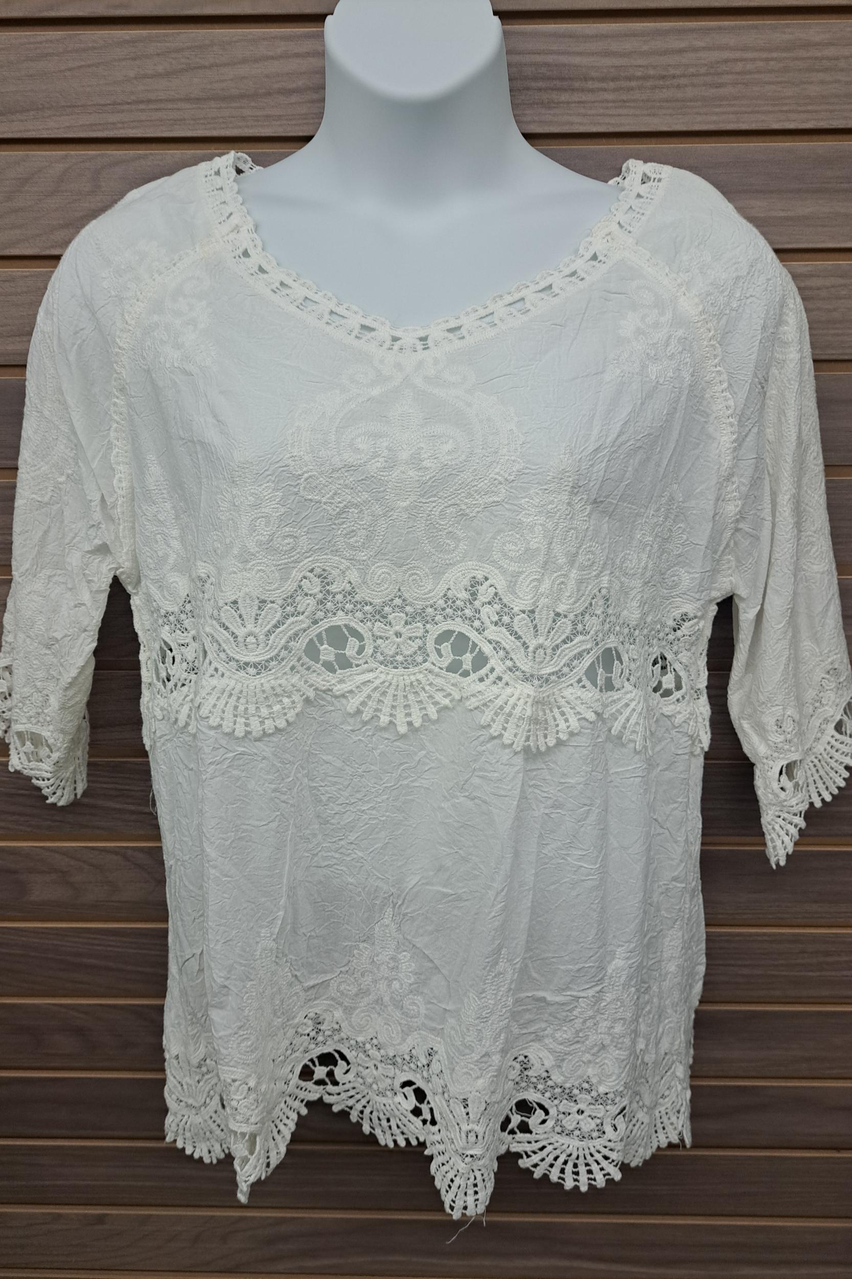 Cotton & lace white blouse Product Image
