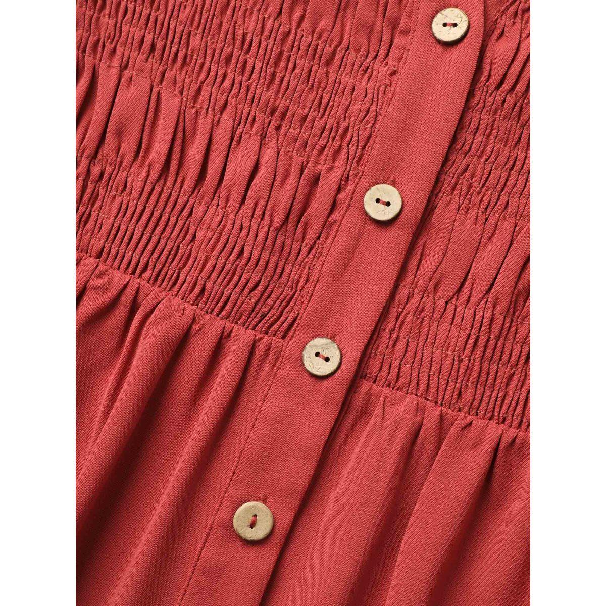 Plus Size Plain Notched Neck Shirred Tank Top Women Rust Elegant Gathered Notched collar Dailywear Tank Tops Camis BloomChic 22-24/3X Product Image