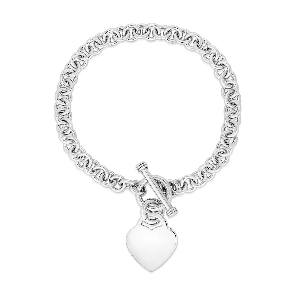 Sterling Silver Heart Toggle Bracelet, Women's, Size: 7.25" Product Image