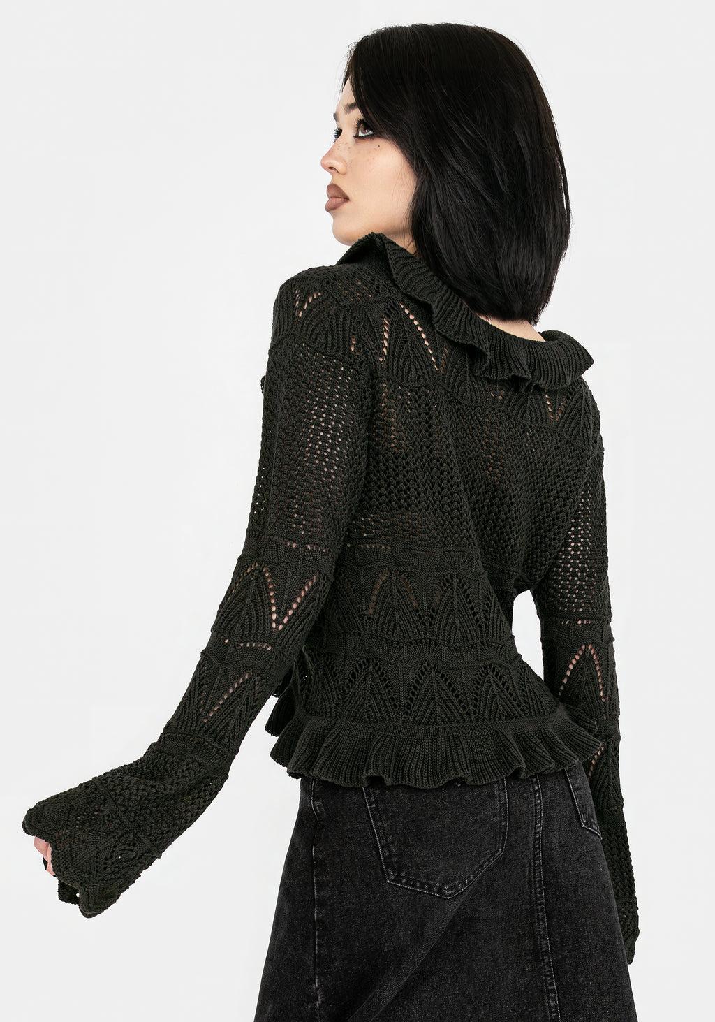 Belleville Ruffle Crop Knit Cardigan Product Image