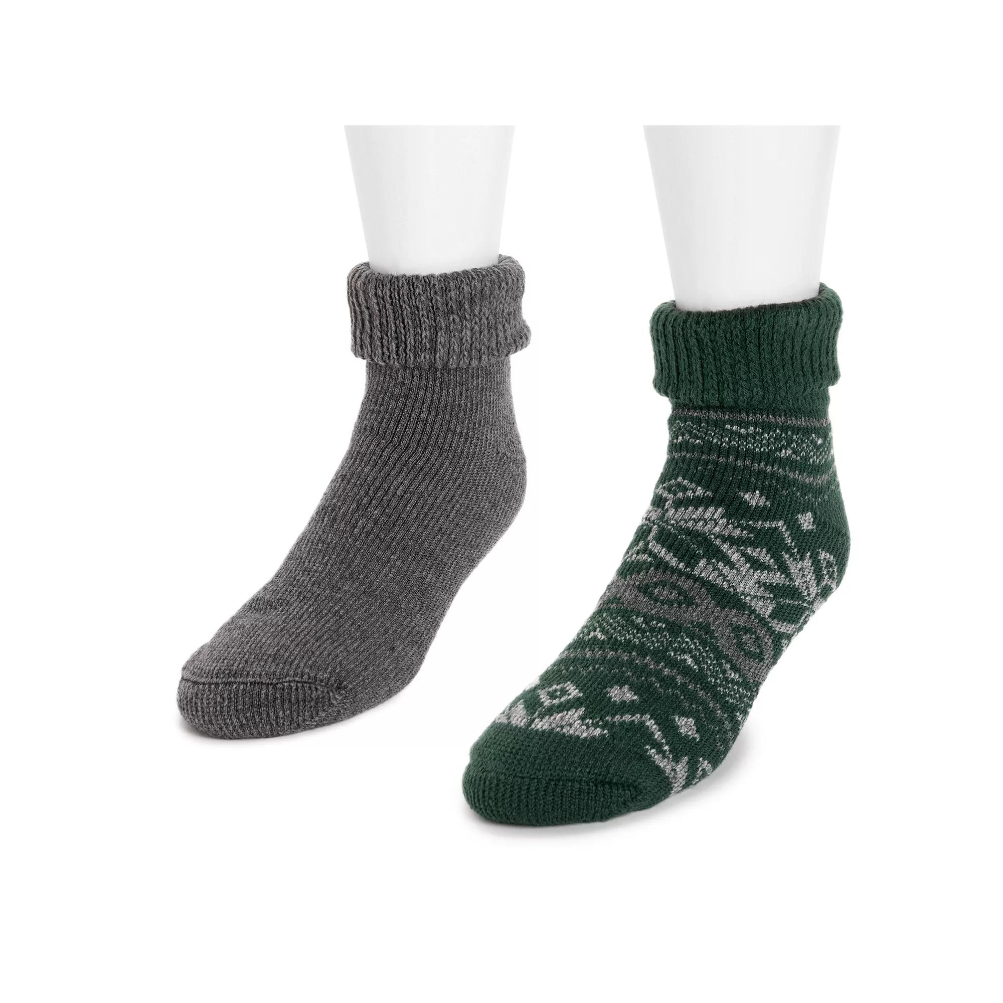Mens MUK LUKS 2-Pack Cuffed Heat Retainer Ankle Socks Product Image