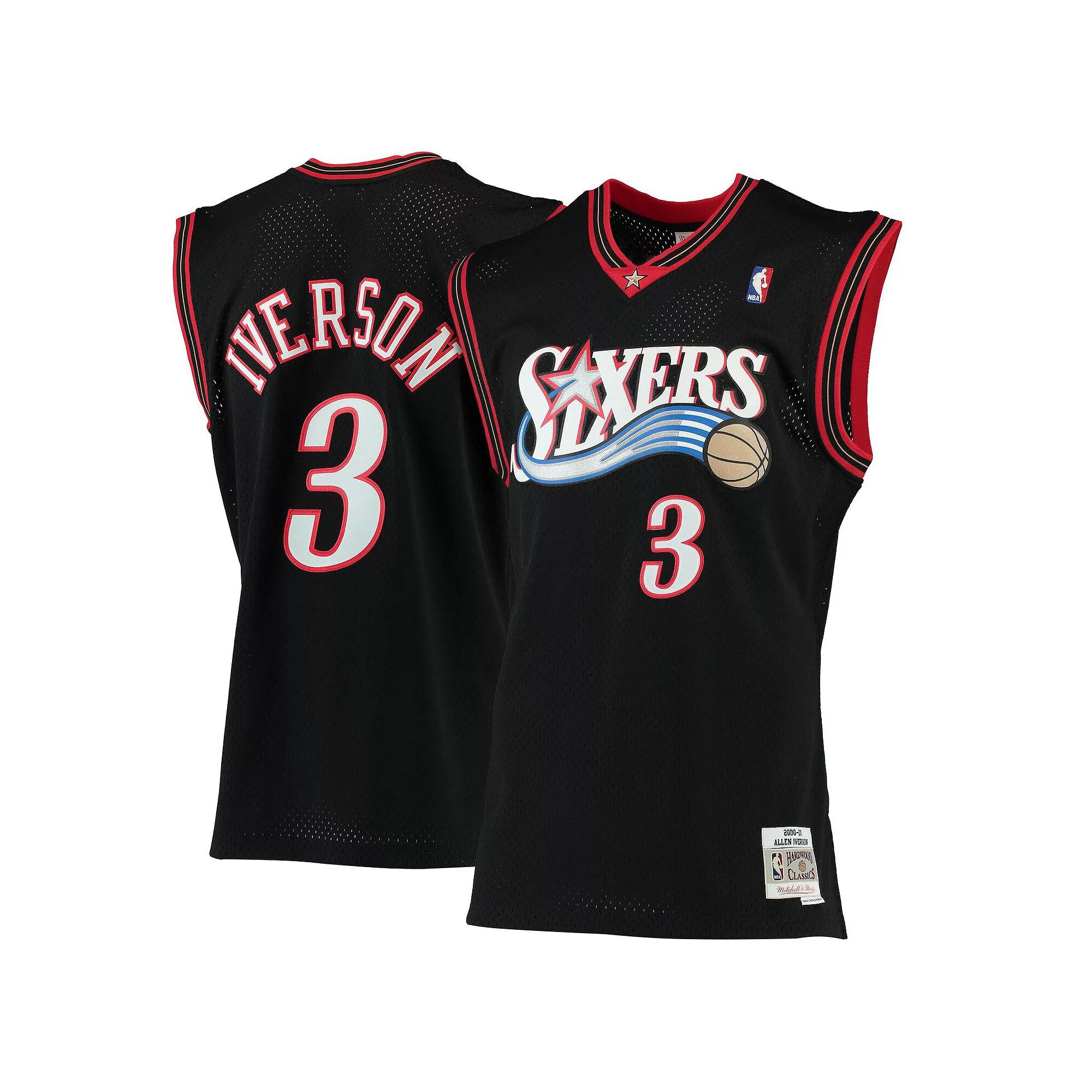 Men's Mitchell & Ness Allen Iverson Black Philadelphia 76ers 2000/01 Hardwood Classics Swingman Jersey,  Product Image