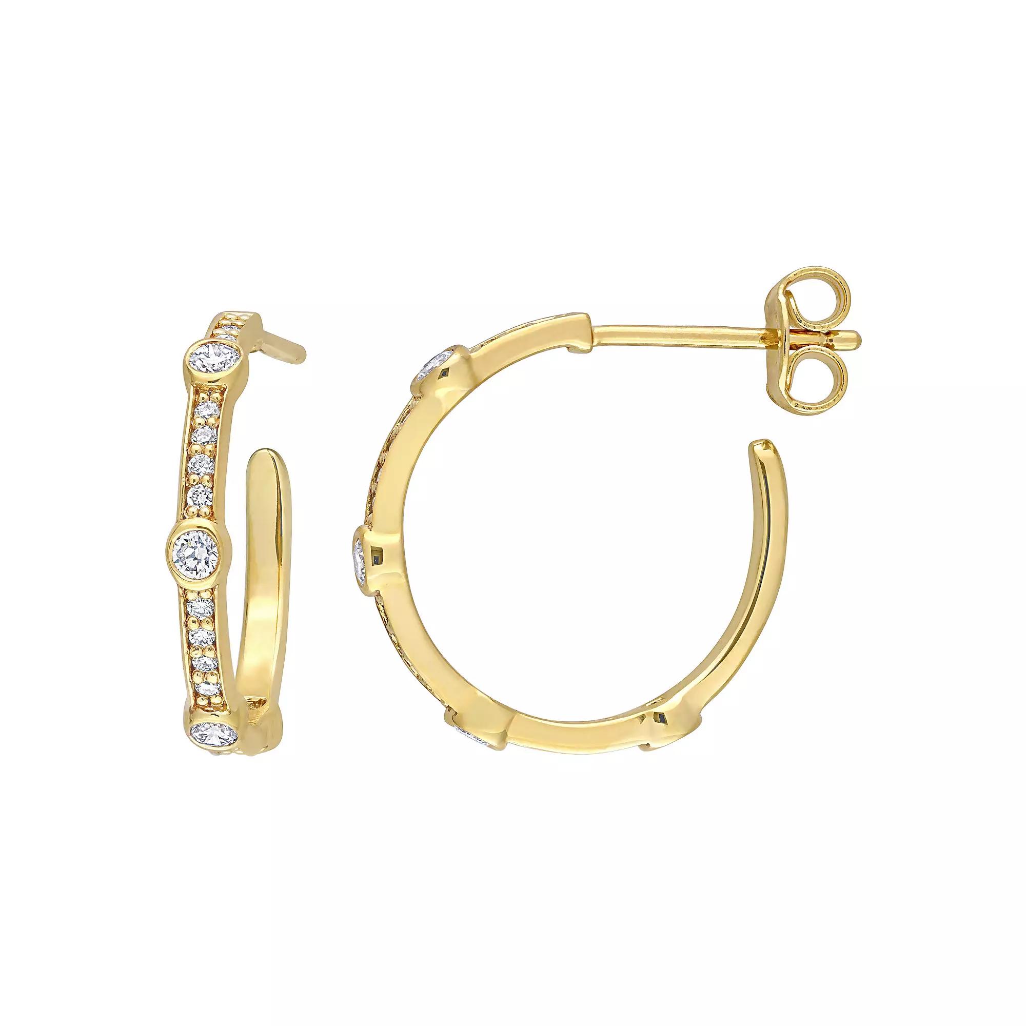 Stella Grace 18k Gold Over Sterling Silver 2/5 Carat T.W. Lab-Grown Diamond Hoop Earrings, Women's, 18k Gold Plated Product Image