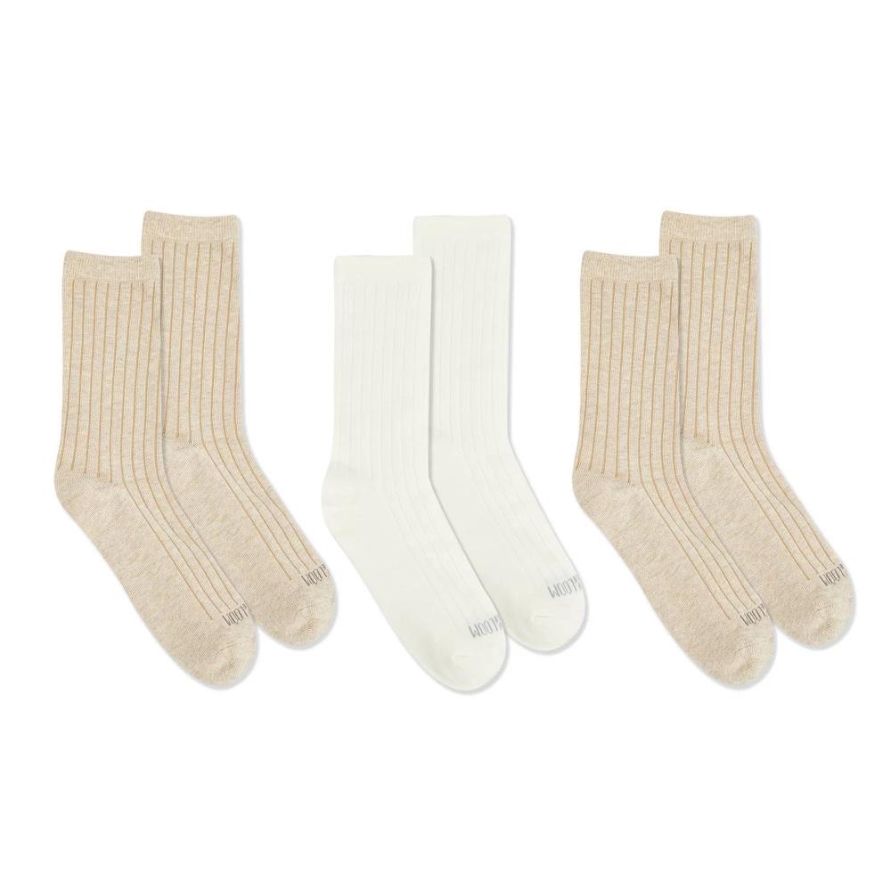 Women's Fruit of the Loom Cotton Comfort 3pk Crew Socks - Neutral 4-10: Recycled Cotton, Midweight, Solid Pattern Product Image
