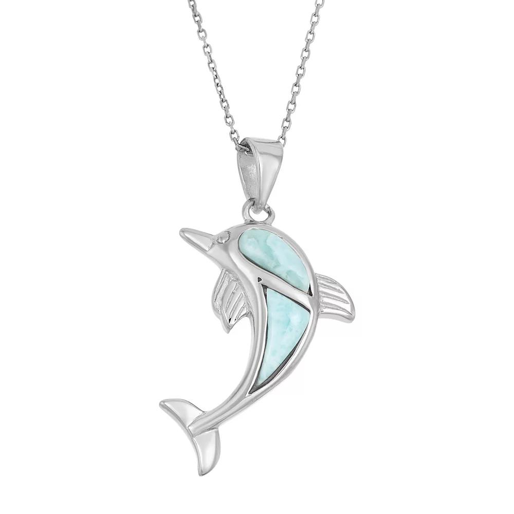 Larimar Sterling Silver Dolphin Pendant Necklace, Women's, Size: 18", Blue Product Image