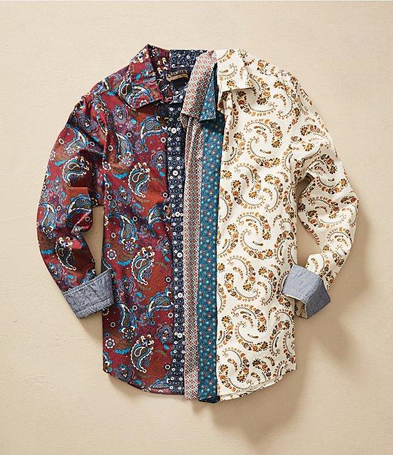 Cremieux Big & Tall Premium Denim Geometric Stretch Long Sleeve Woven Shirt Product Image