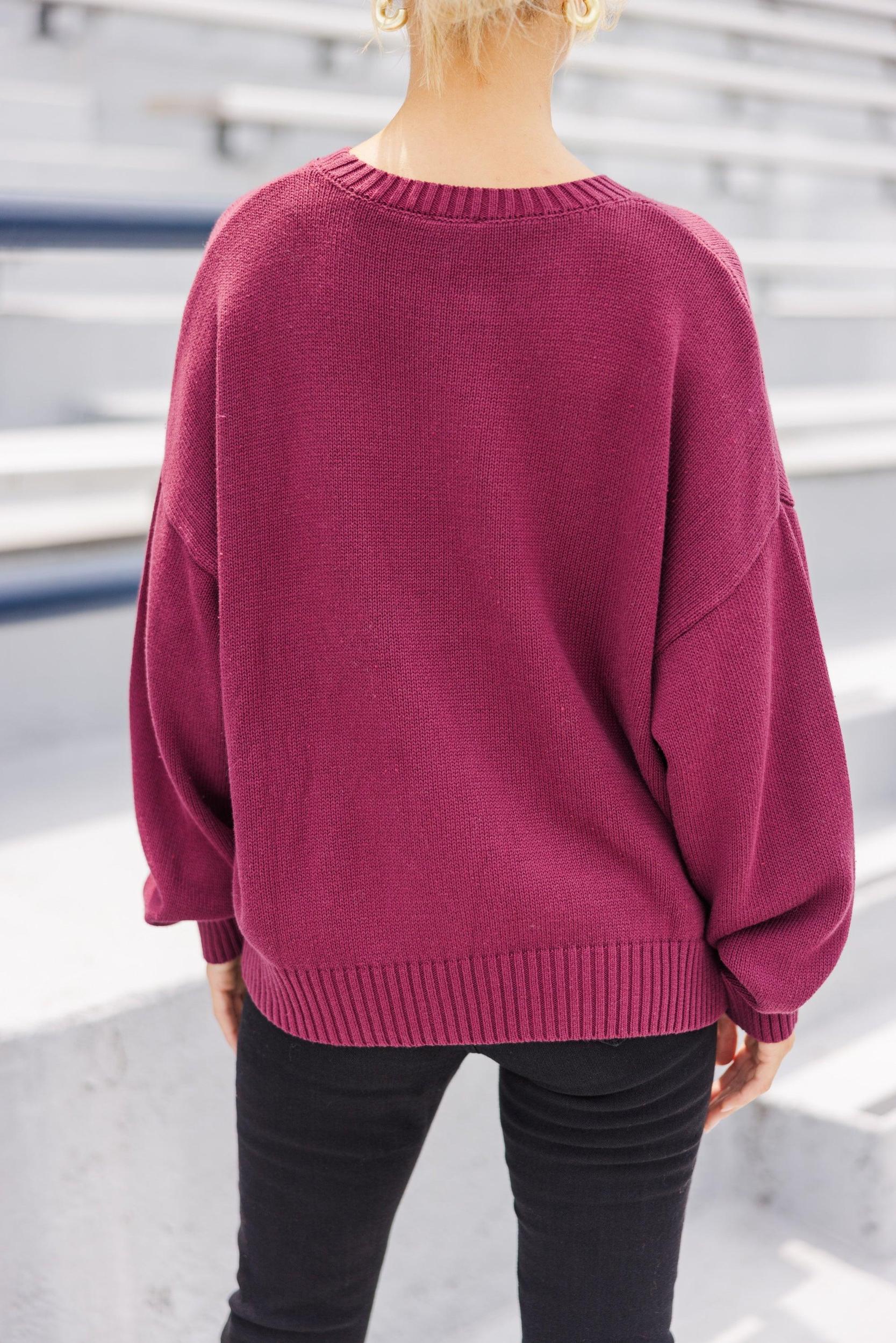 It's A Win Maroon Texas Script Sweater Female Product Image