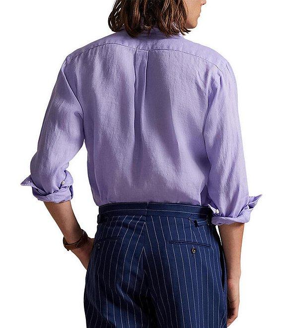 Polo Ralph Lauren Piece Dye Solid Linen Long Sleeve Woven Shirt Product Image