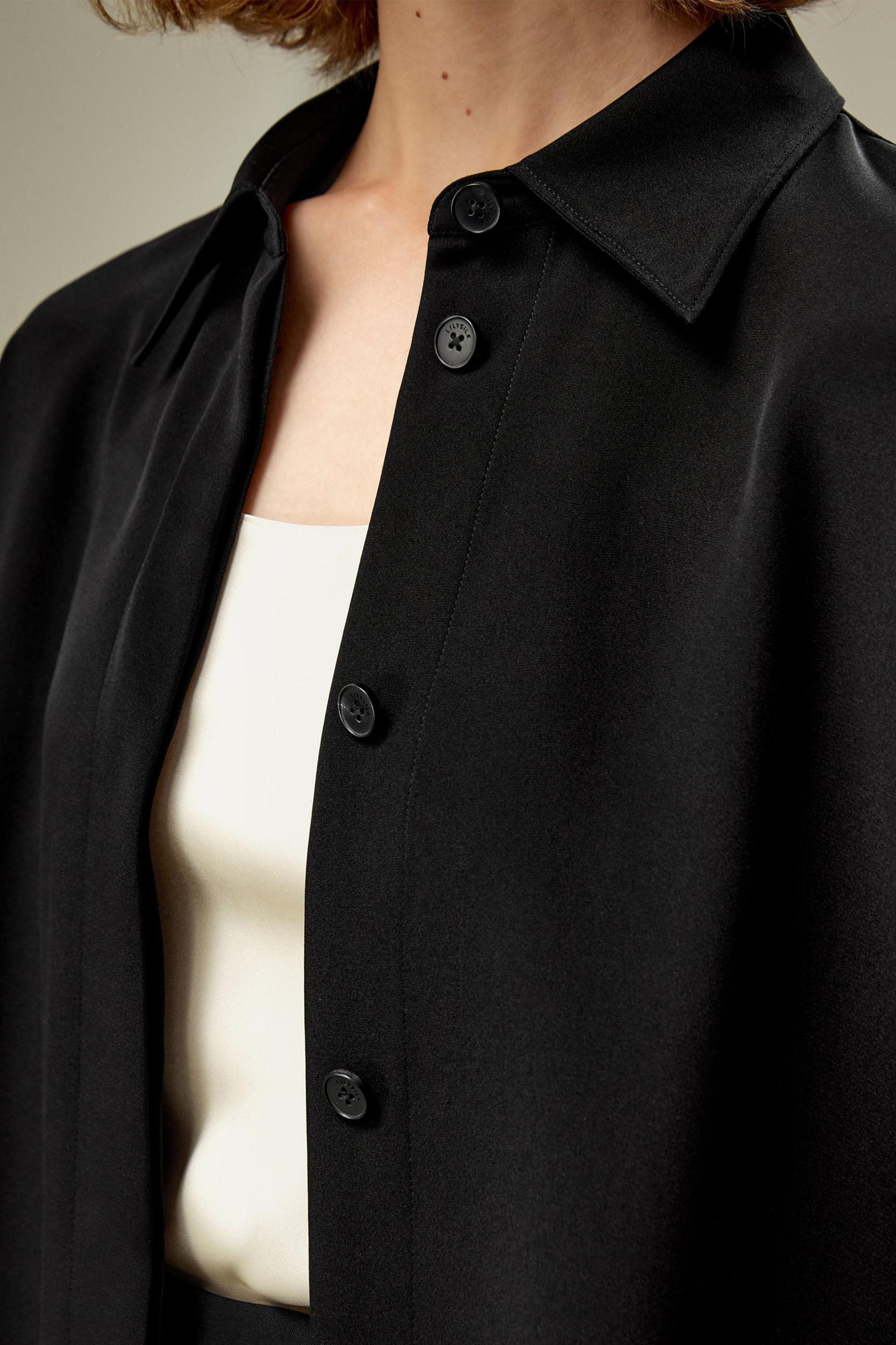 LILYSILK Silk Shirt Women - Black 30 Momme Silk - Chic Three-Dimensional Look Shirt XS Product Image