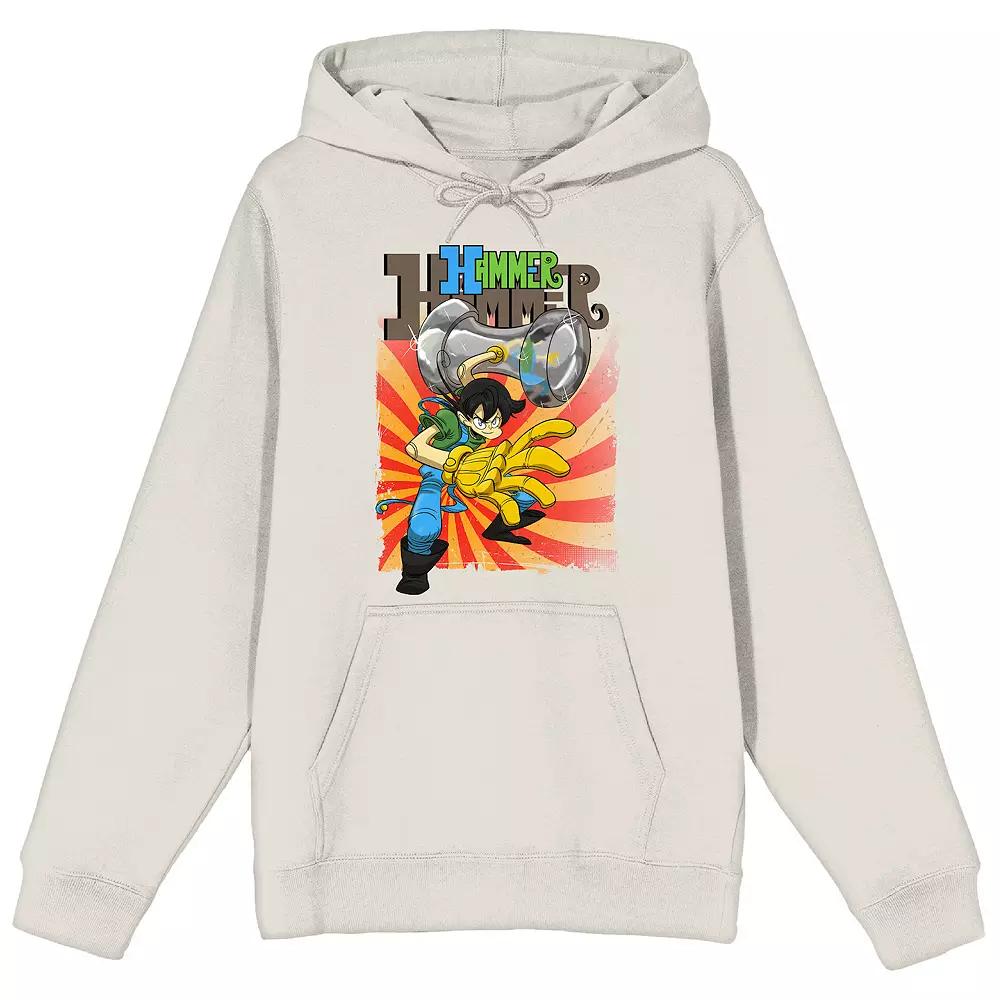 Men's Hammer Stud Pose On Ray Background Graphic Hoodie, Size: Small, White Product Image