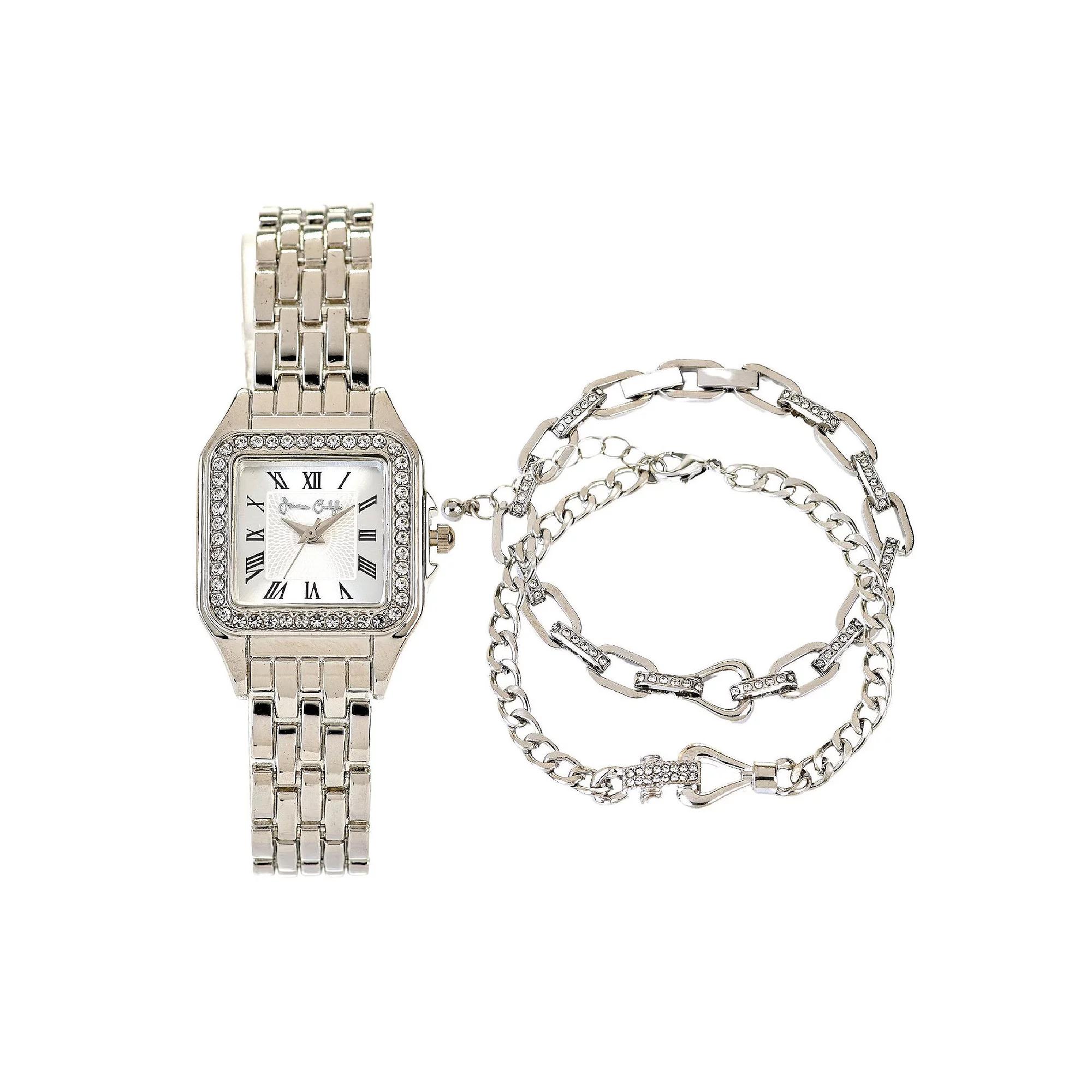 Jessica Carlyle Silver Tone Metal Analog Watch & Bracelet Set, Women's,  Product Image