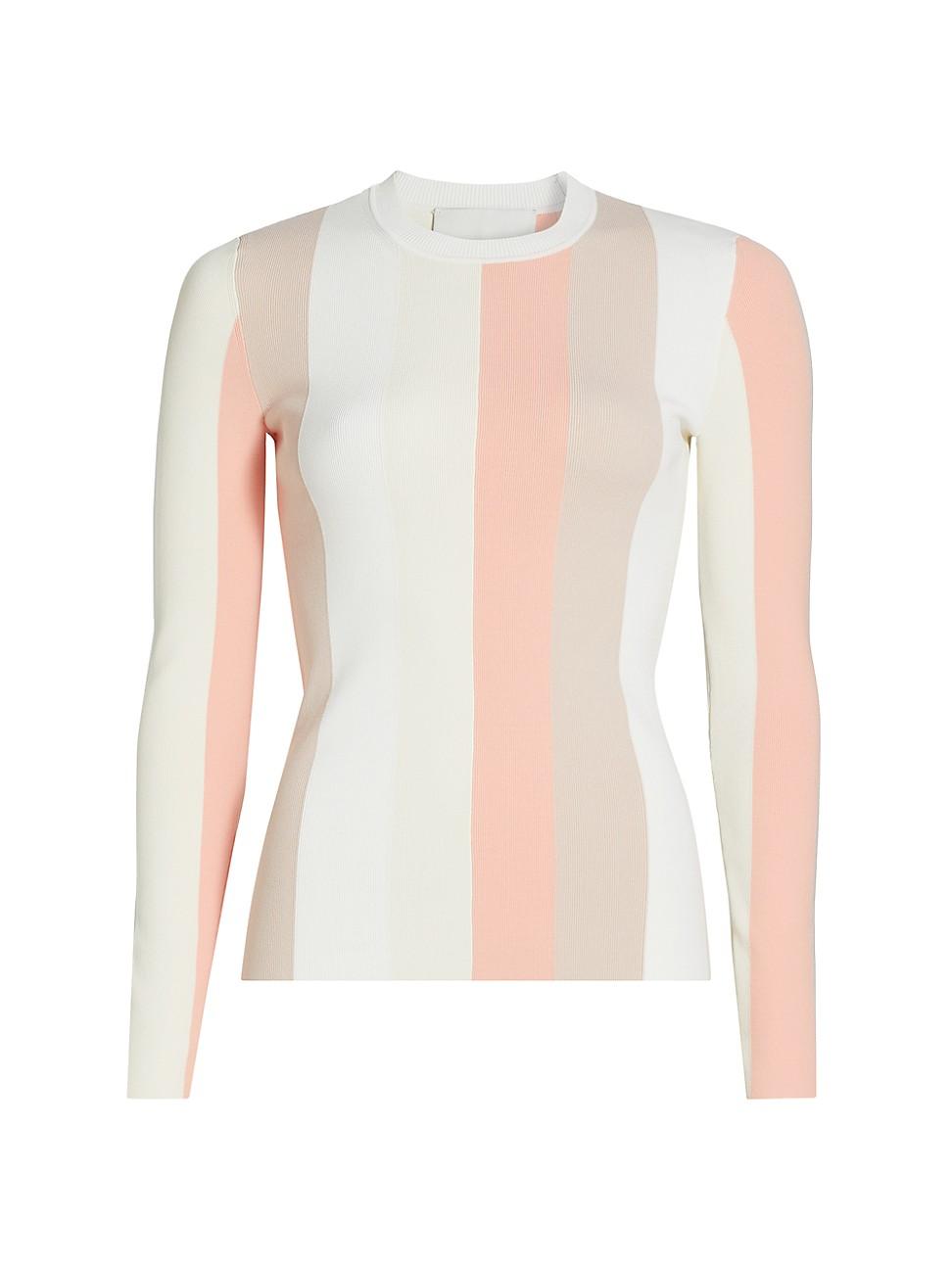 Womens Colorblock Stripes Rib-Knit T-Shirt Product Image