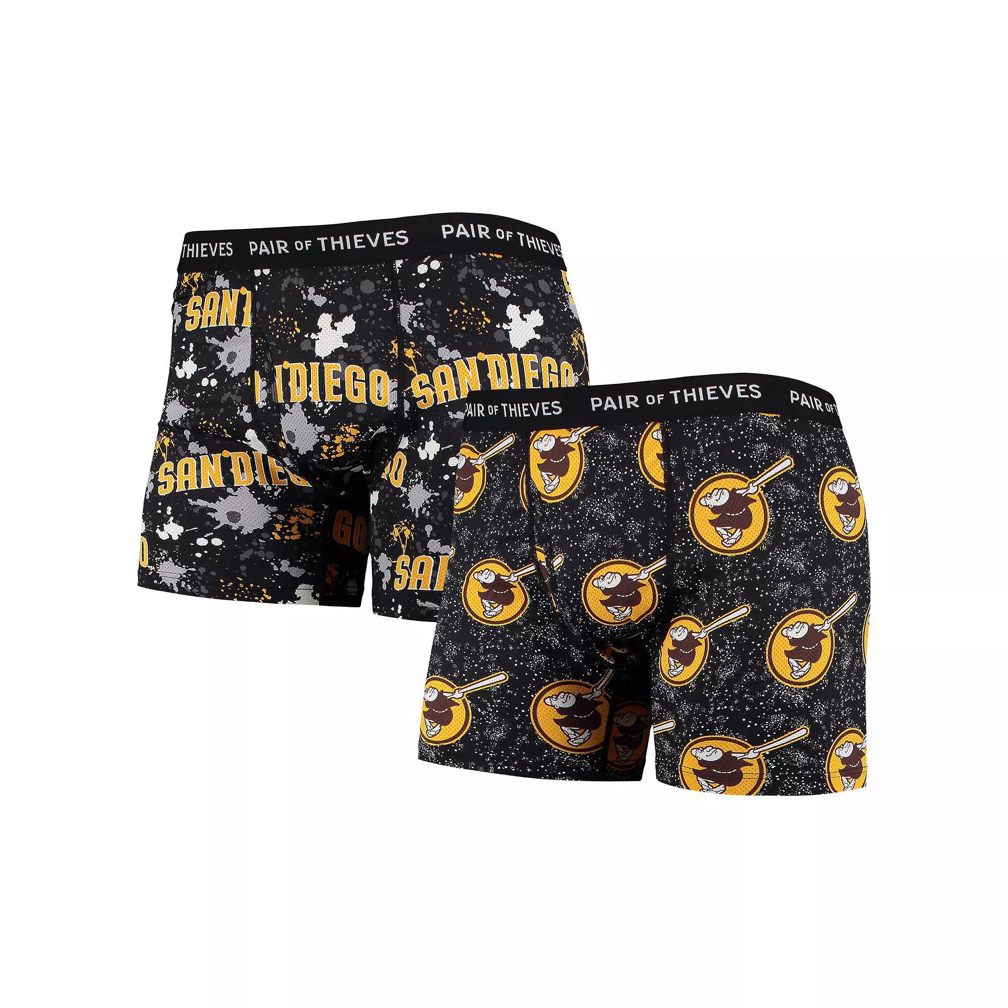 Men's Pair of Thieves Black San Diego Padres Super Fit 2-Pack Boxer Briefs Set, Size: XL Product Image