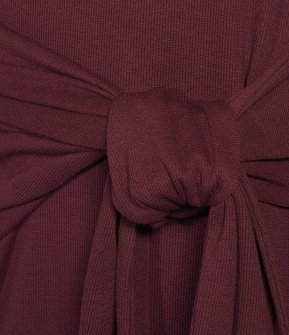 Lauren Ralph Lauren Rib Knit Turtleneck Long Sleeve Tie Front Midi Dress Product Image