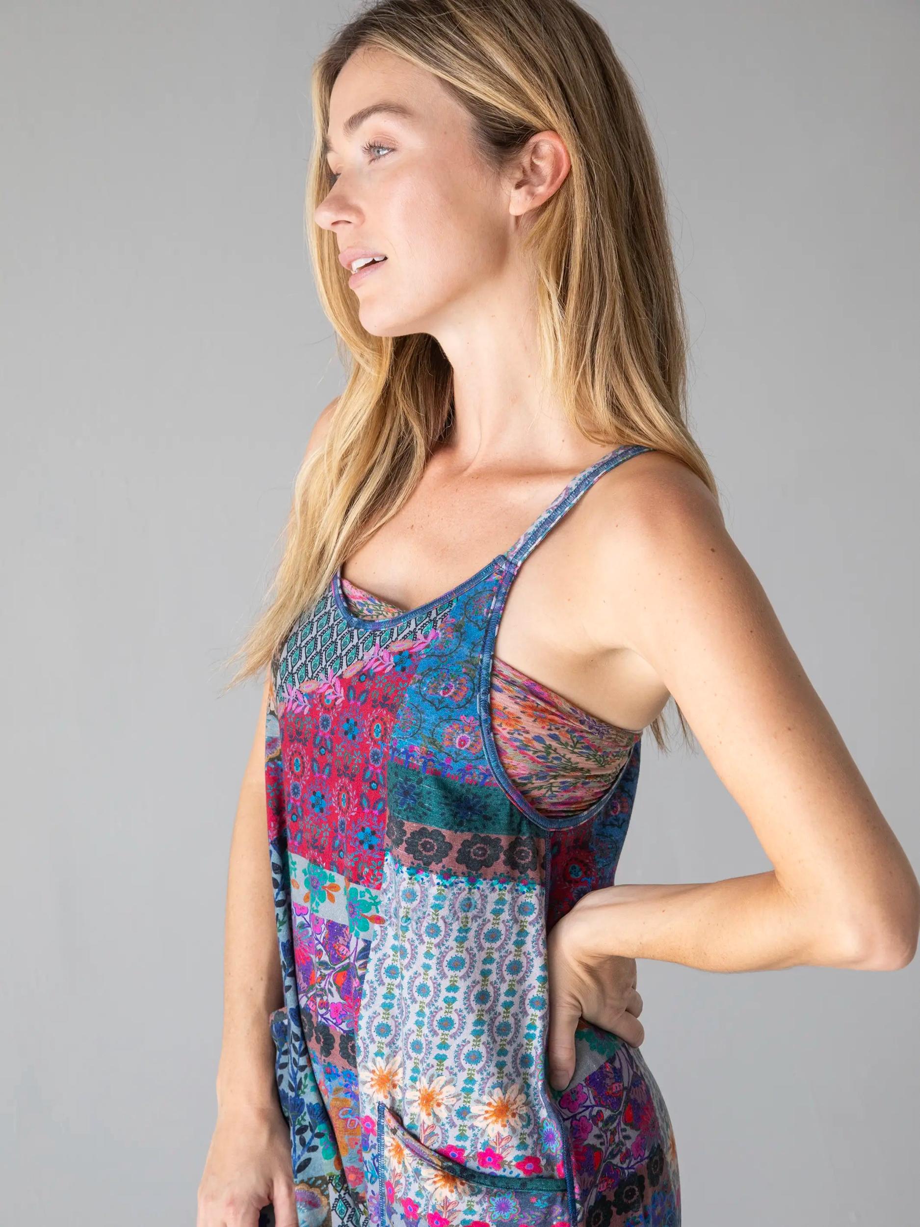 Lucy Jumpsuit - Blue Patchwork Product Image