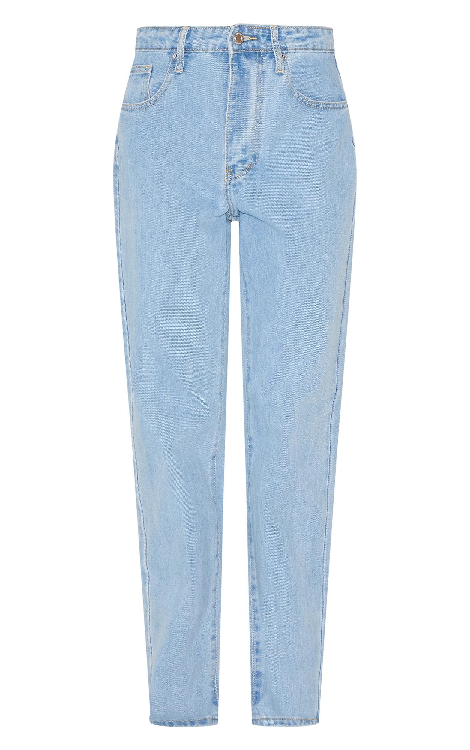 PRETTYLITTLETHING Light Blue Wash High Waist Straight Leg Jeans Product Image