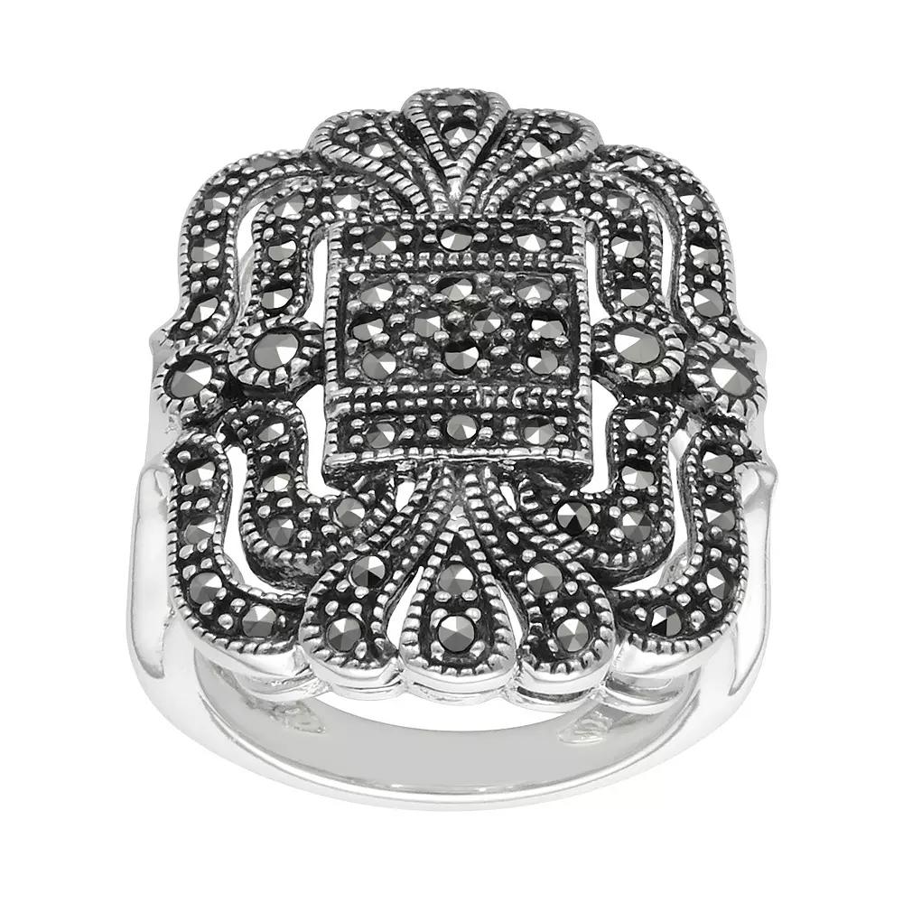 Lavish by TJM Sterling Silver Marcasite Pave Openwork Ring, Womens Product Image