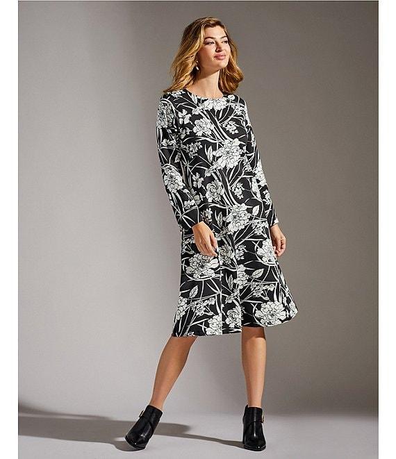 Bryn Walker Rya Modal Ponti Floral Print Round Neck Long Sleeve Midi Dress Product Image