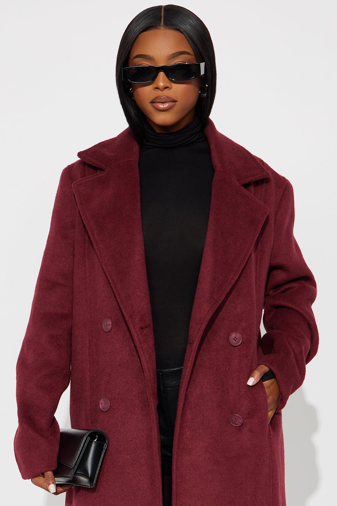 Melonie Wool Trench Coat - Wine Female Product Image