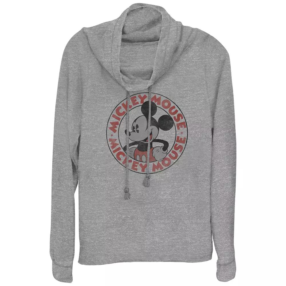 Disney's Mickey Mouse Vintage Stamp Women's Cowlneck Graphic Lightweight Long Sleeve,  Product Image