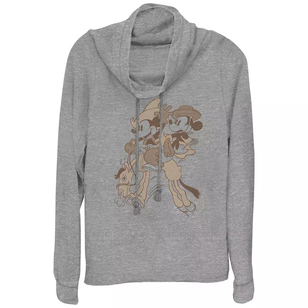 Disney's Mickey Mouse And Minnie Mouse Wild Ride Women's Cowlneck Graphic Lightweight Long Sleeve,  Product Image