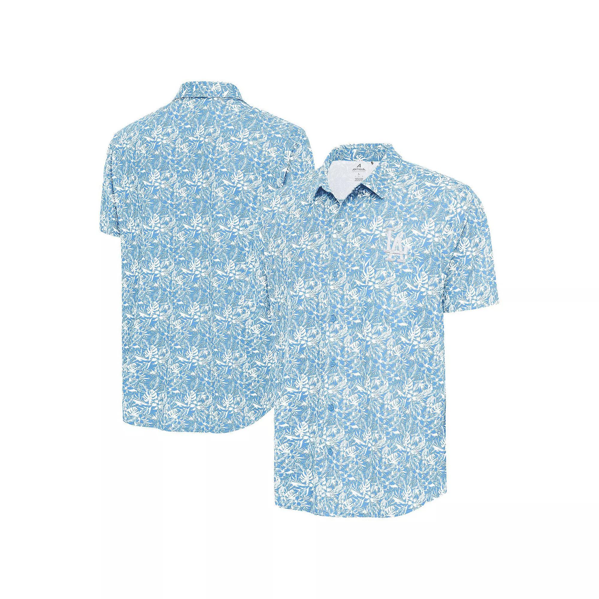Men's Antigua Powder Blue Los Angeles Dodgers Resort Button-Up Shirt,  Product Image