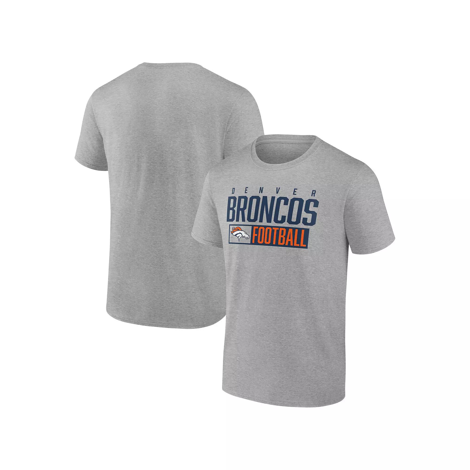 Men's Fanatics Heather Gray Denver Broncos Box Pop T-Shirt, Size: Medium, Grey Product Image