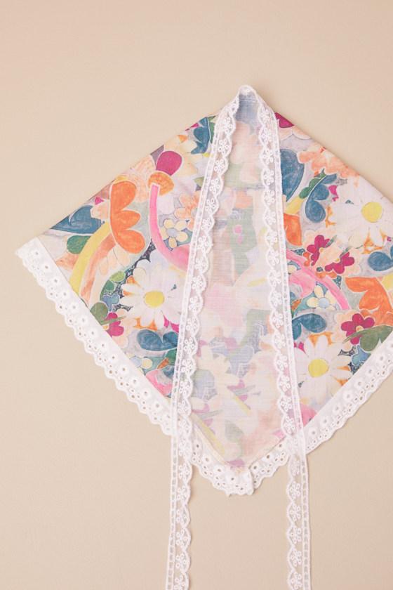 Elaina Multi Floral Lace Head Scarf Product Image