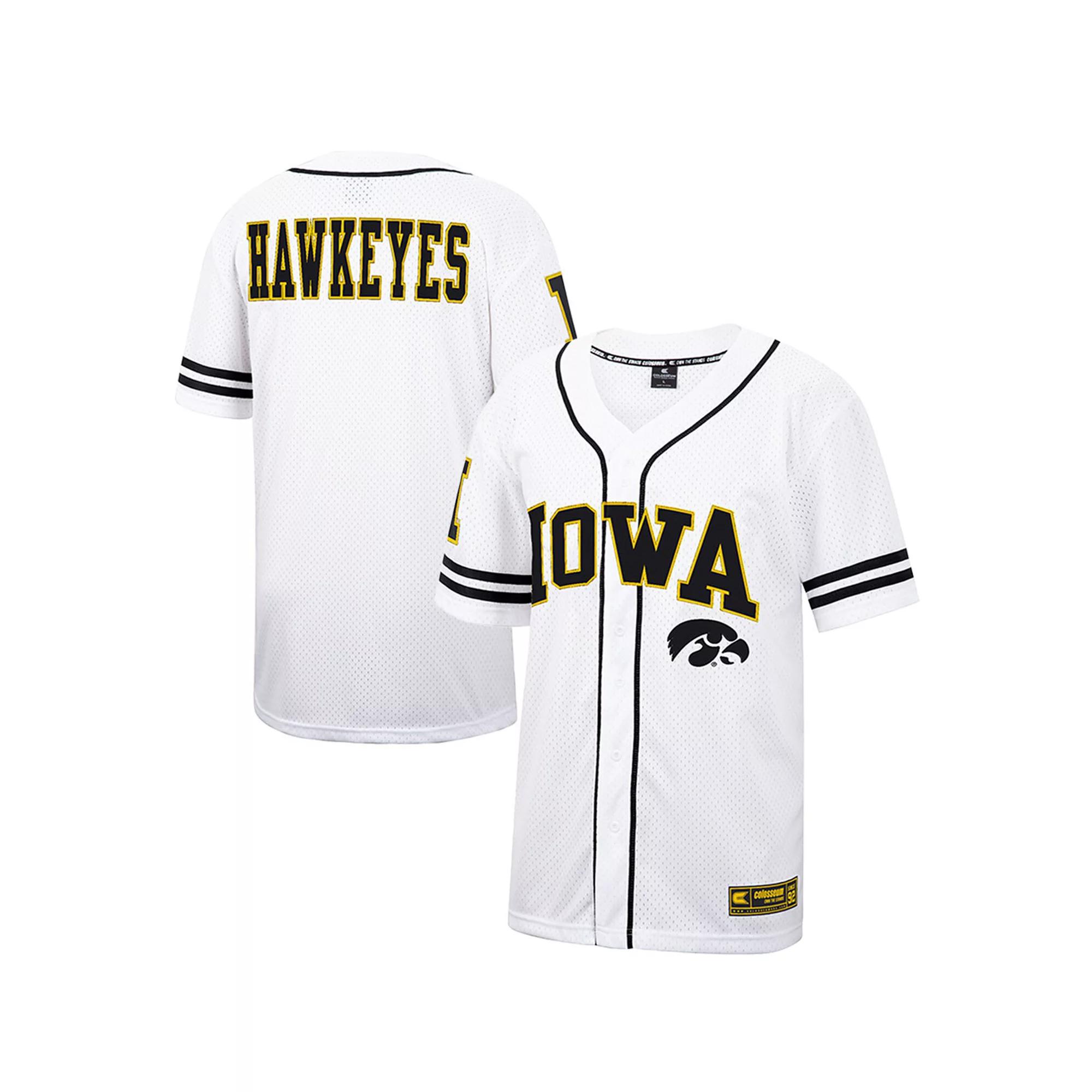 Men's Colosseum White/Black Iowa Hawkeyes Free Spirited Baseball Jersey, Size: 2XL Product Image