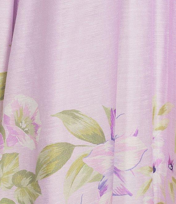 Alex Marie Cheryl Linen Blend Floral Print Collared Neckline Bracelet Sleeve Belted Gown Product Image