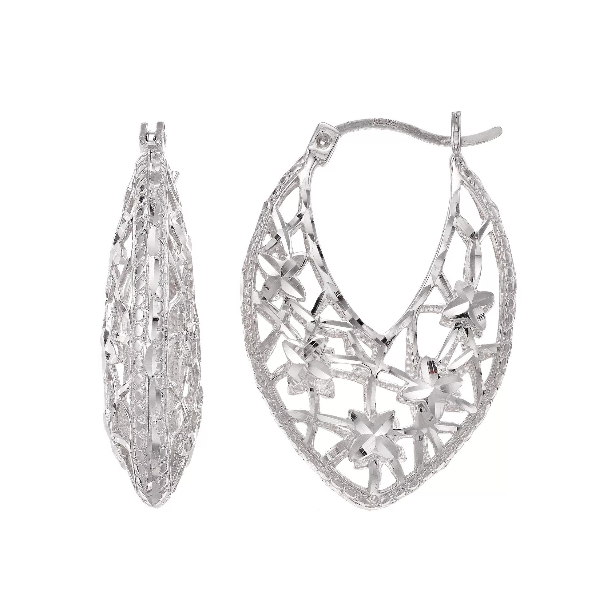 Sterling Silver Decorative Tear Drop Earrings, Womens Product Image