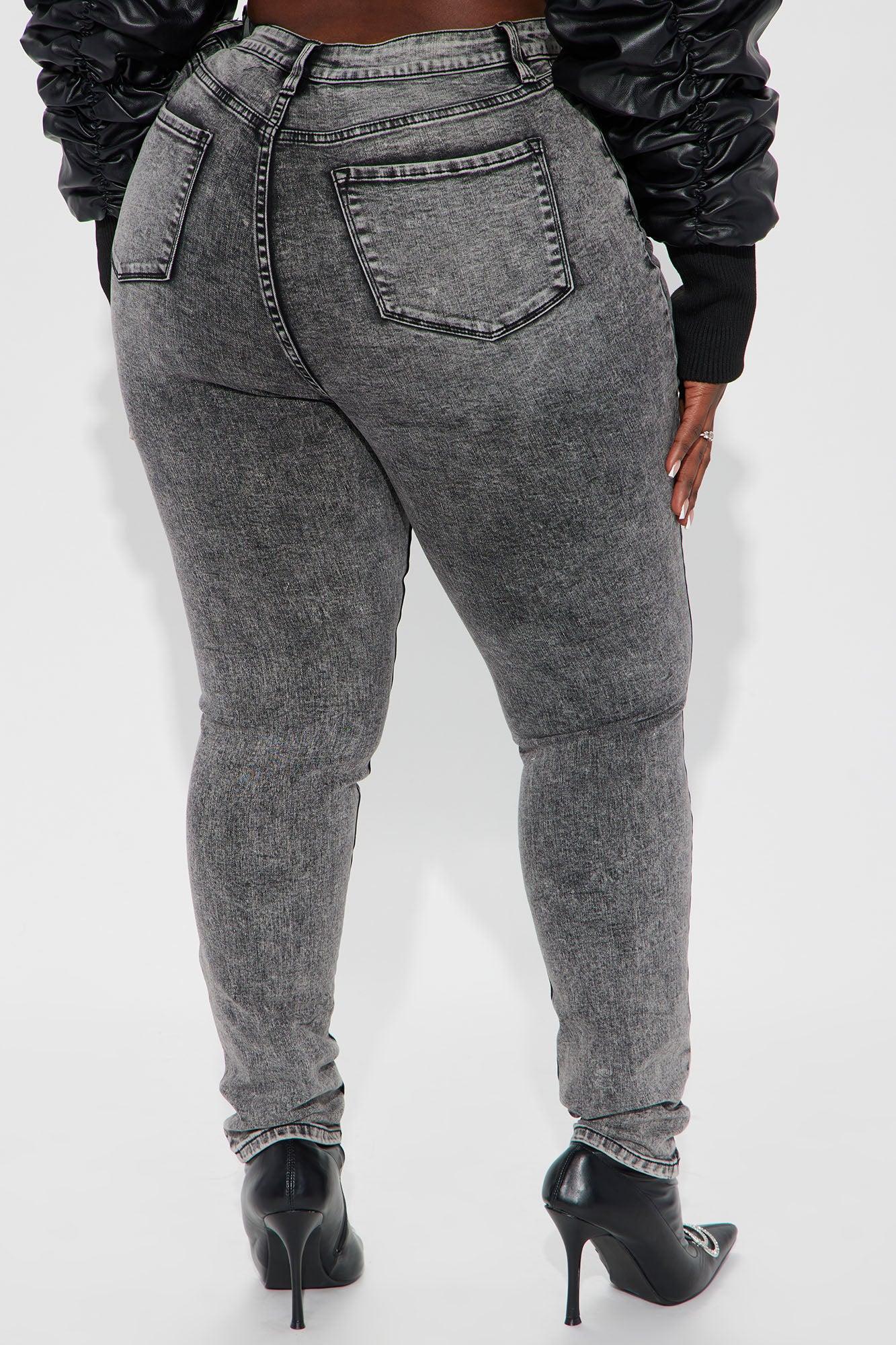 Tall It's Giving High Stretch Curvy Skinny Jeans - Acid Wash Grey Product Image