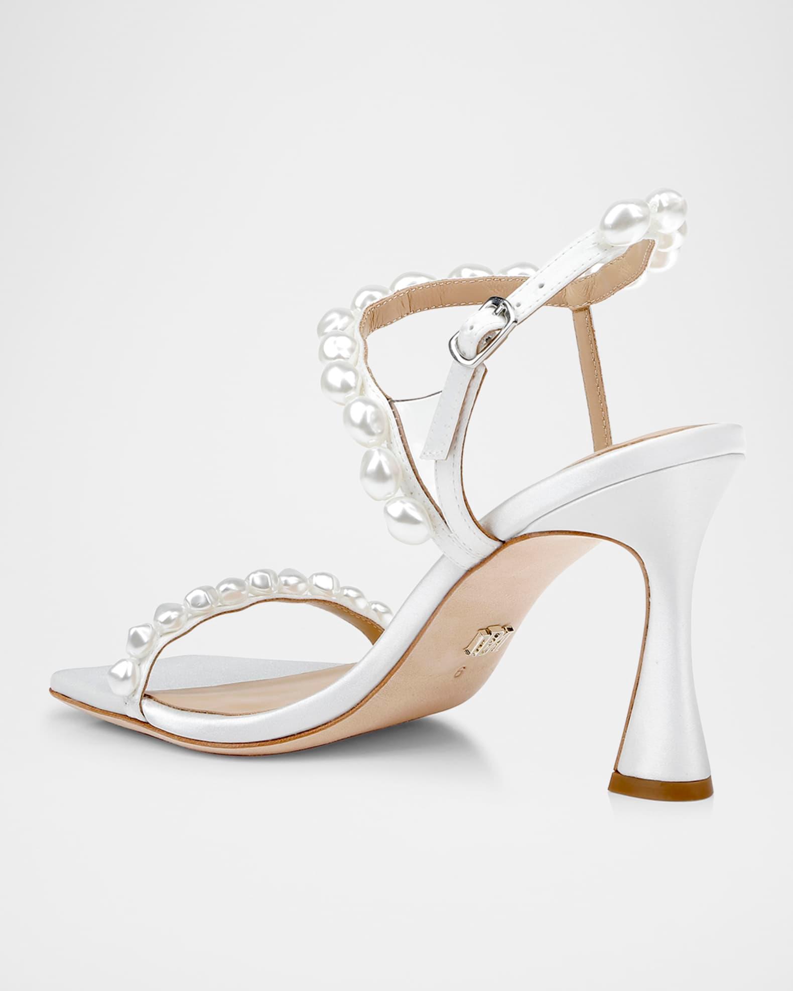 Demi Pearly Ankle-Strap Satin Sandals Product Image