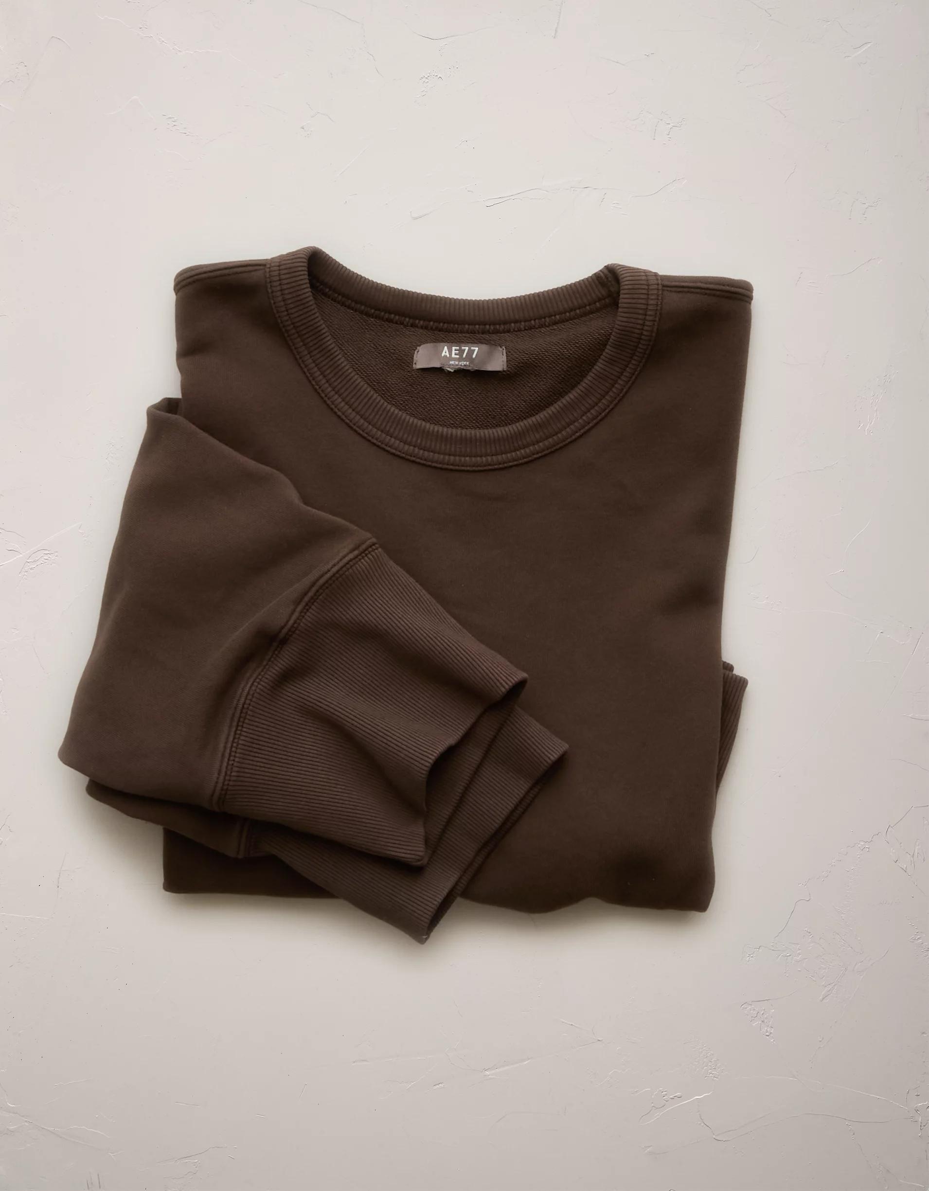 AE77 Premium Relaxed Cropped Sweatshirt Product Image
