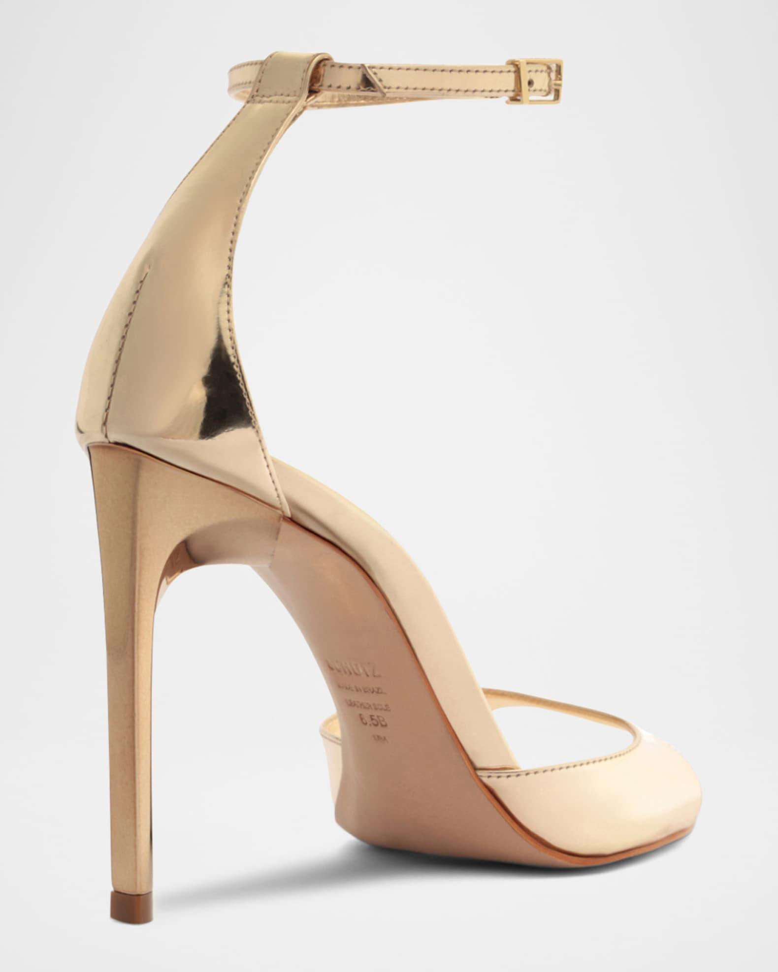 Scarlett Metallic Leather Ankle-Strap Stiletto Sandals Product Image