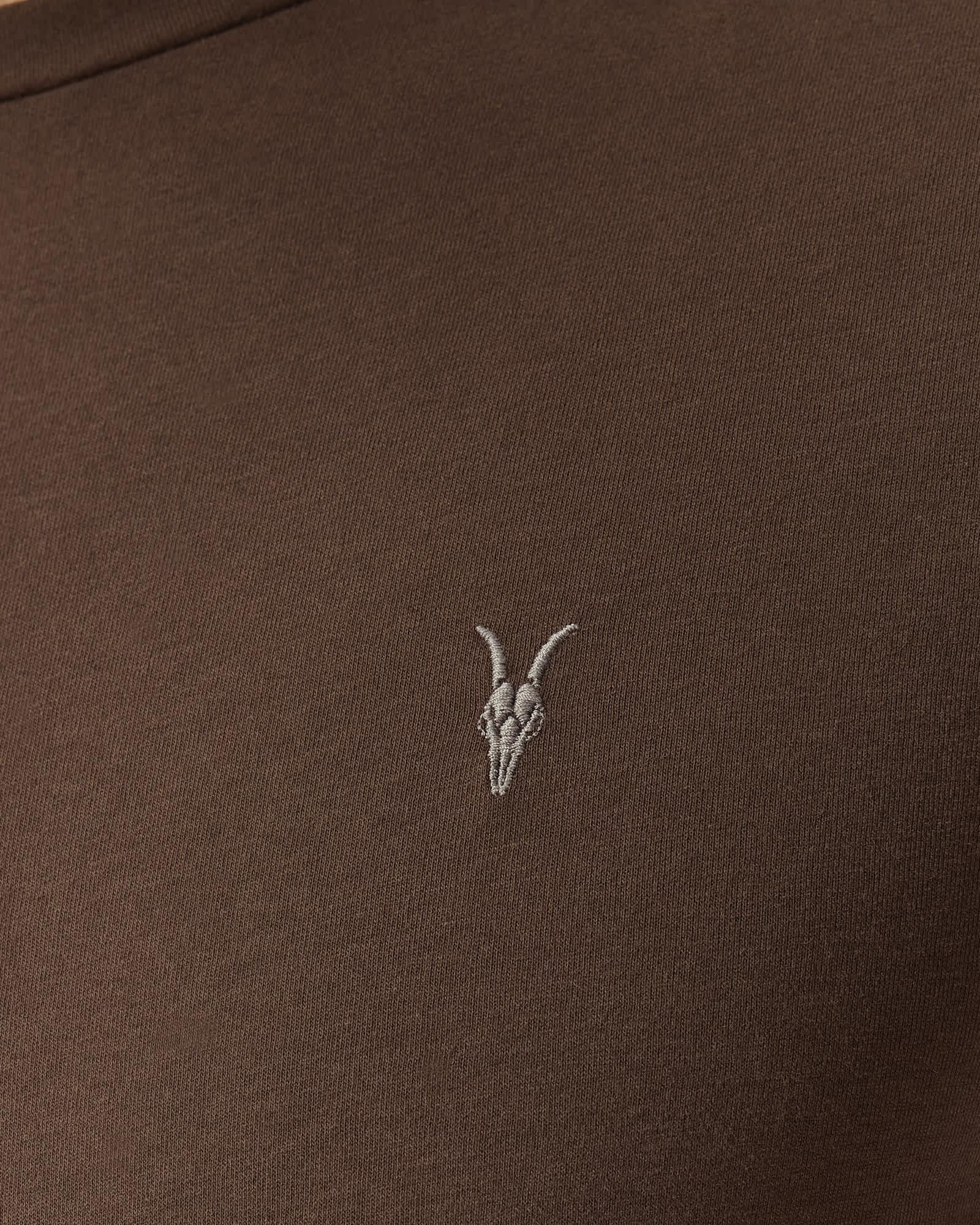 Brace Brushed Cotton Crew Neck T-Shirt Bitter Brown | ALLSAINTS US Product Image