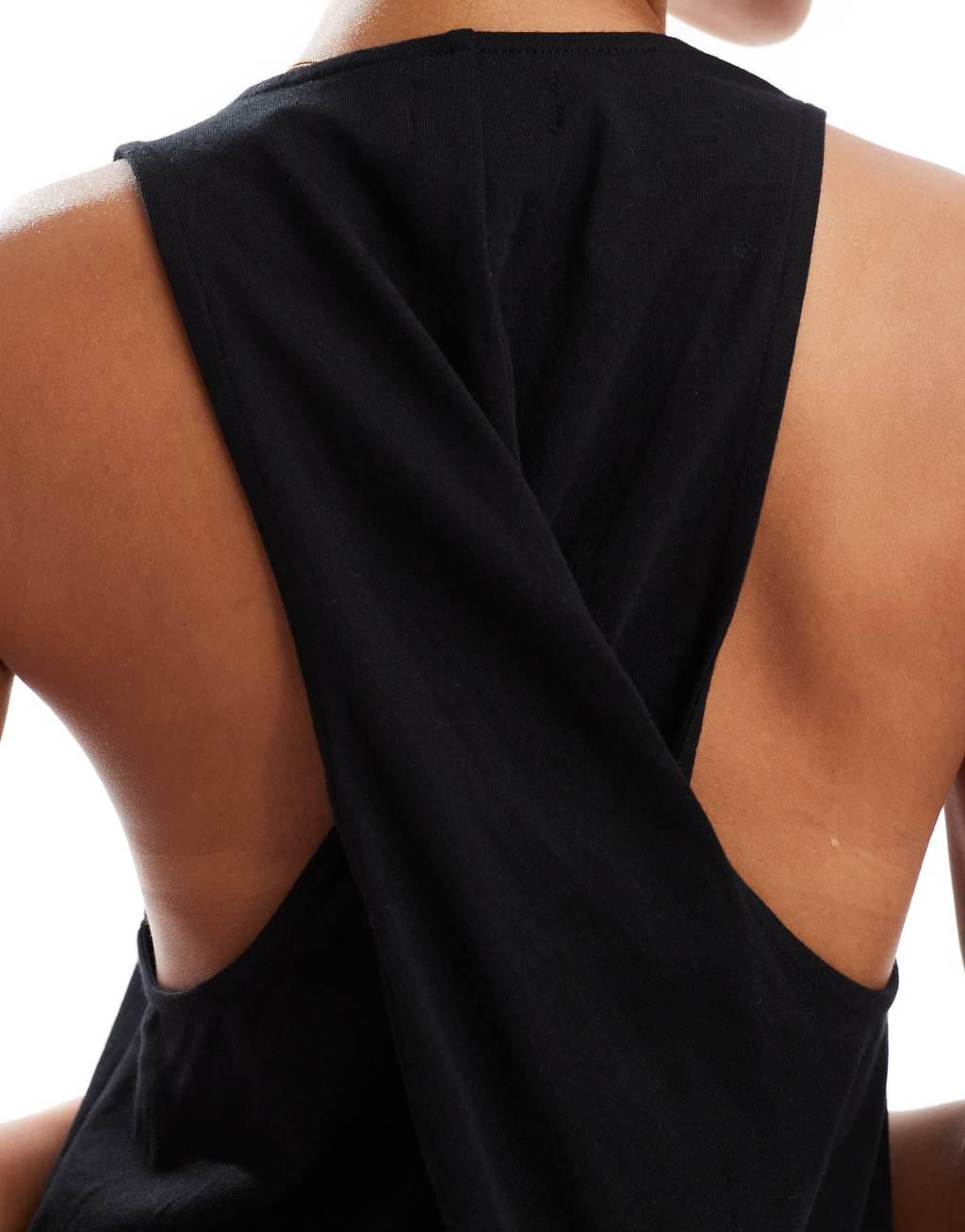 ASOS DESIGN twist back column mini dress in black Product Image