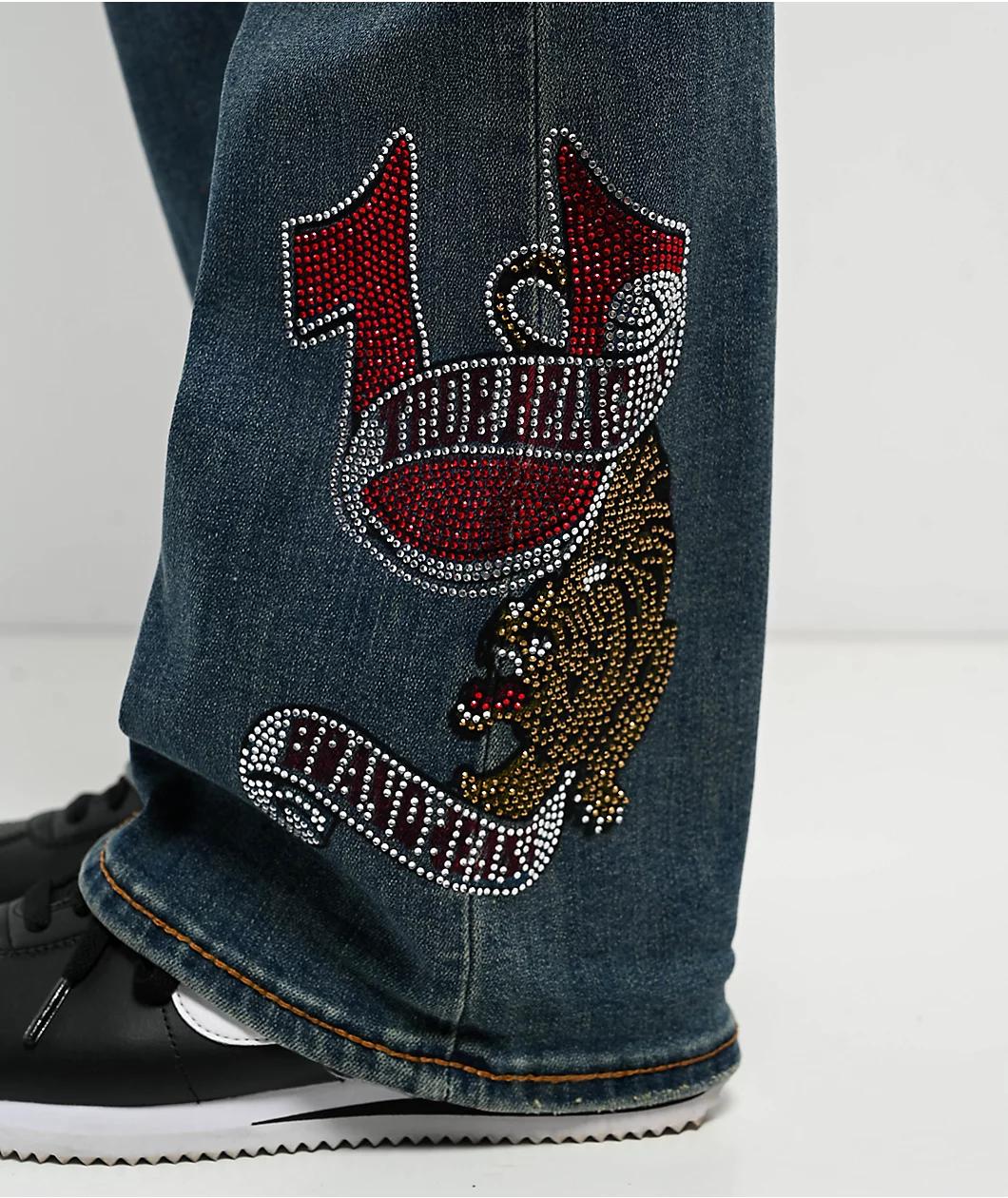 True Religion Becca Crystal Tattoo Dark Wash Mid Rise Bootcut Jeans Product Image