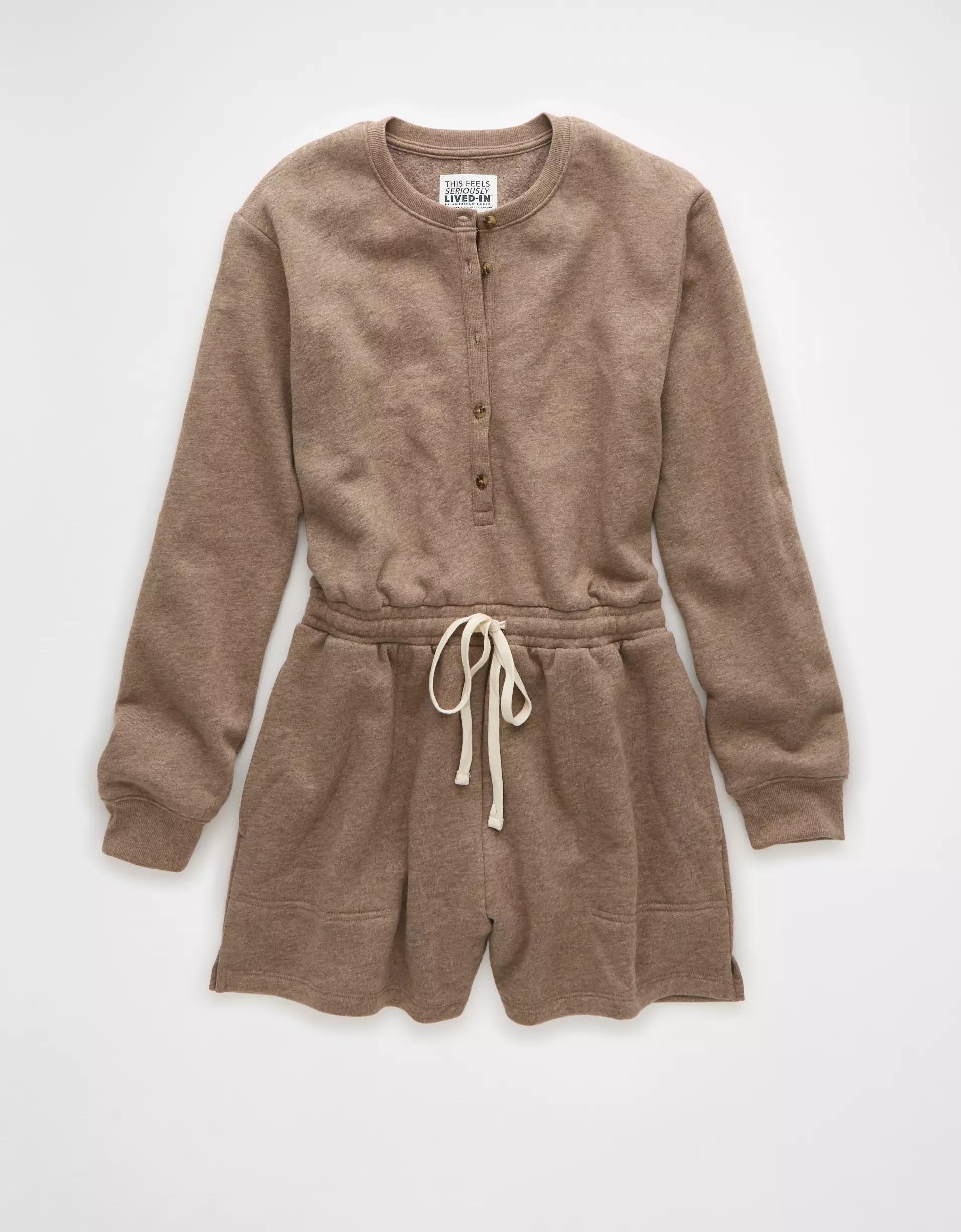 AE Cozy Henley Lounge Romper Product Image