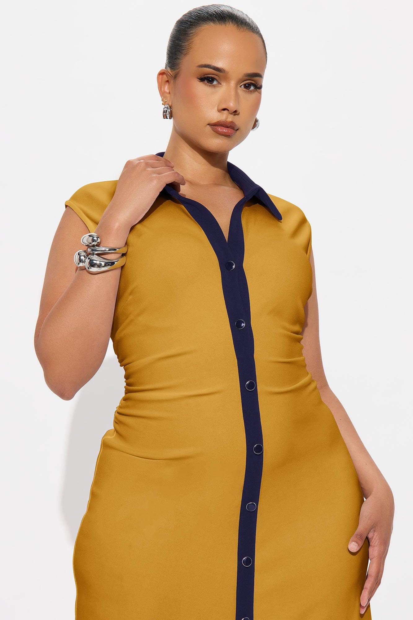 Stella Contrast Maxi Dress - Mustard Product Image