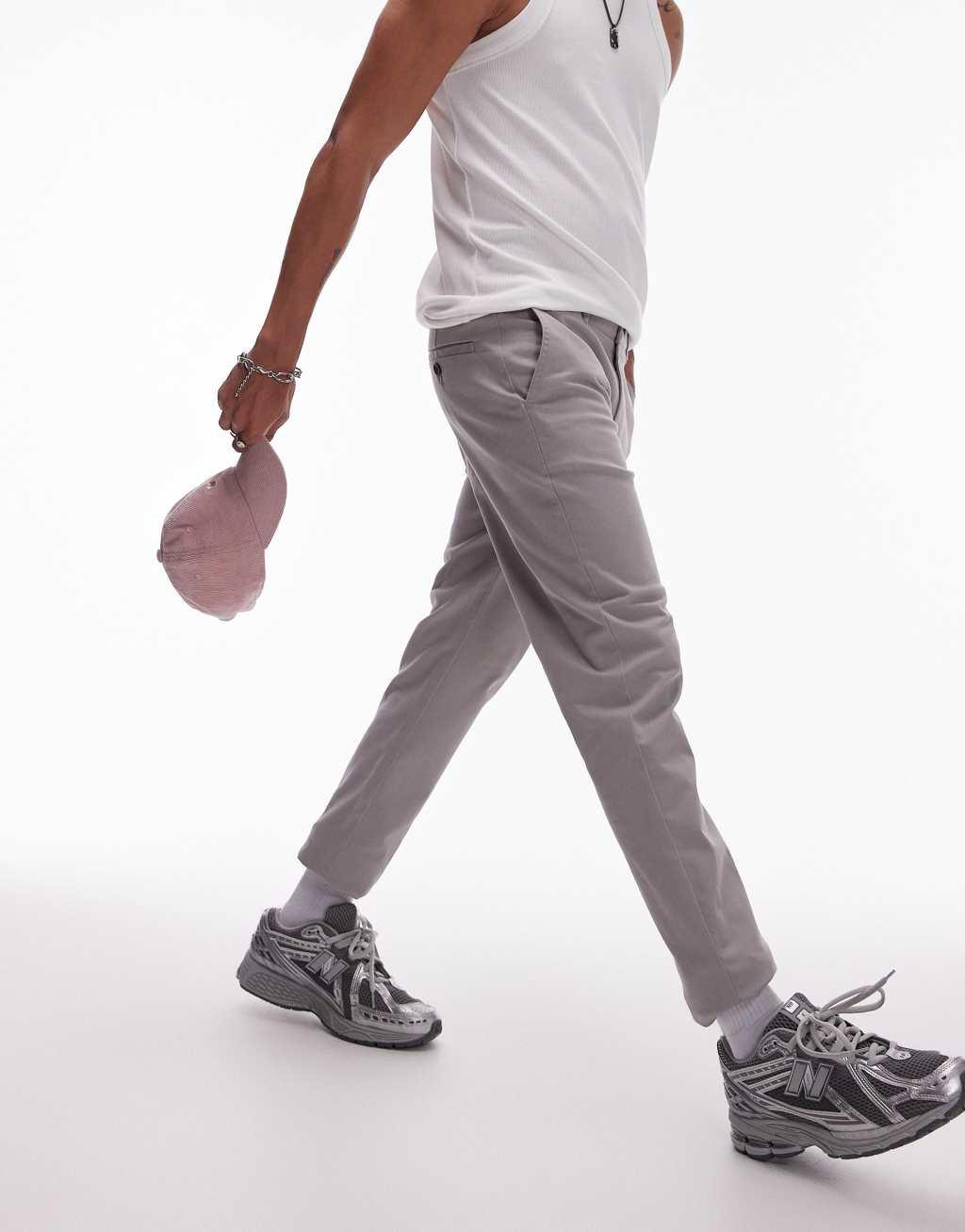 Topman slim chino pants in gray Product Image