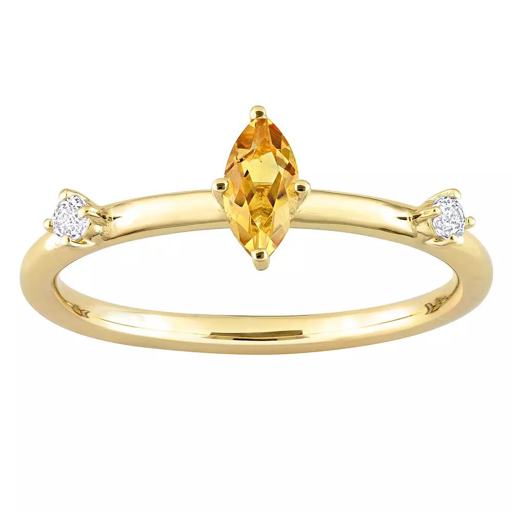 Stella Grace 10k Gold Citrine & White Topaz Stackable Ring, Womens Product Image